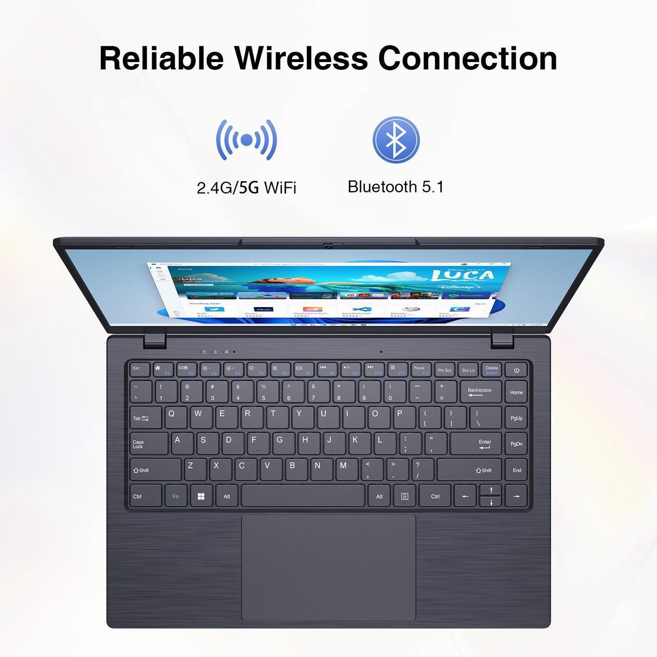 Alt view image 6 of 7 - BiTECOOL 14-inch Windows 11 Laptop Computer, 8GB RAM 256GB SSD Laptop, Intel Celeron N4000 Dual Core up to 2.6GHz, FHD IPS Display, 2.4G/5G WiFi, BT5.1, Webcam, Lightweight and Portable