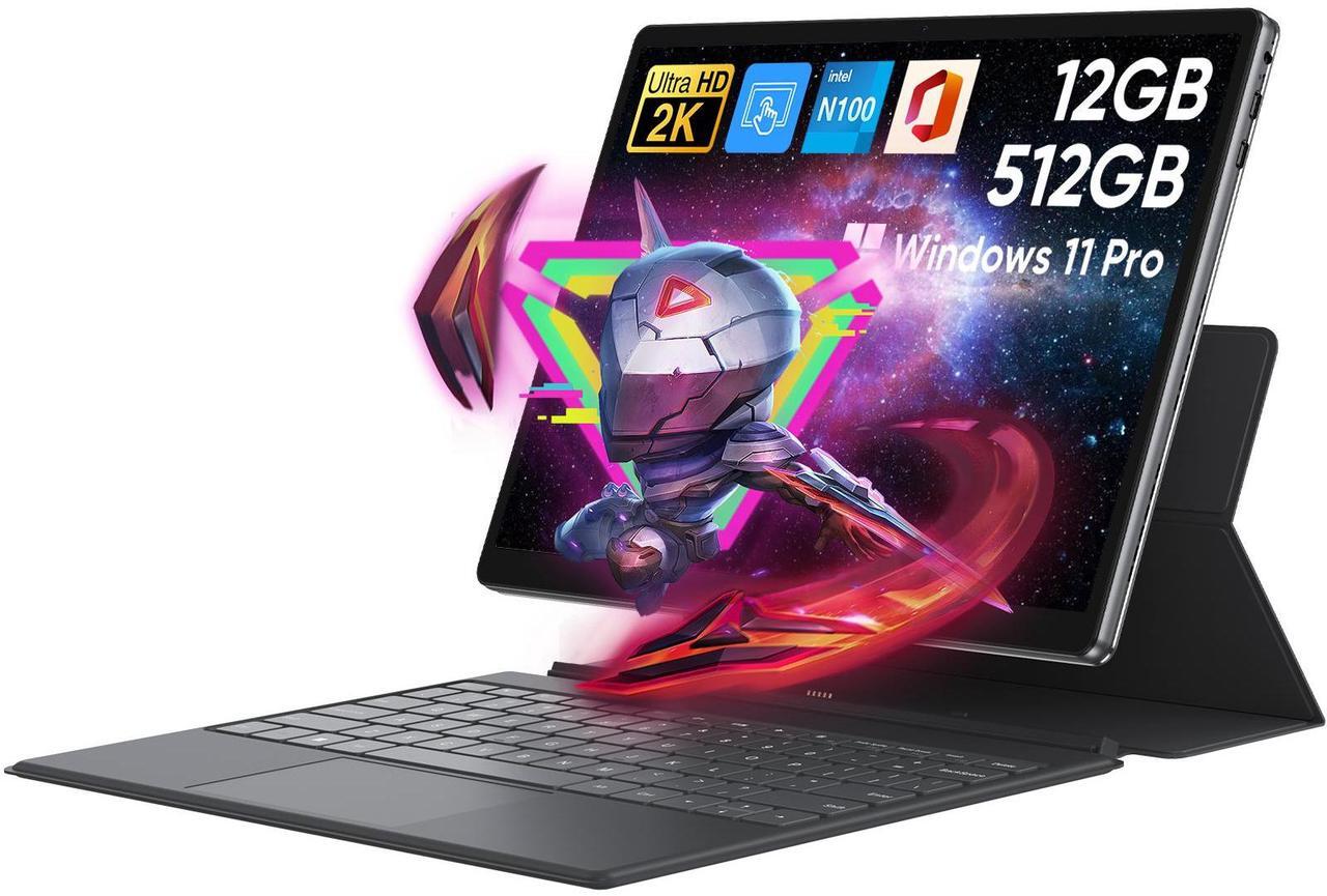 Main image of BiTECOOL 2-in-1 Laptop/Tablet Computer with Keyboard, 13" 2K (2160x1440) IPS Touchscreen, 12GB RAM 512GB NVMe SSD, Intel N100 Quad-Core Processor, Win 11, 2.4/5G WiFi/BT5.0, Full-Featured USB-C