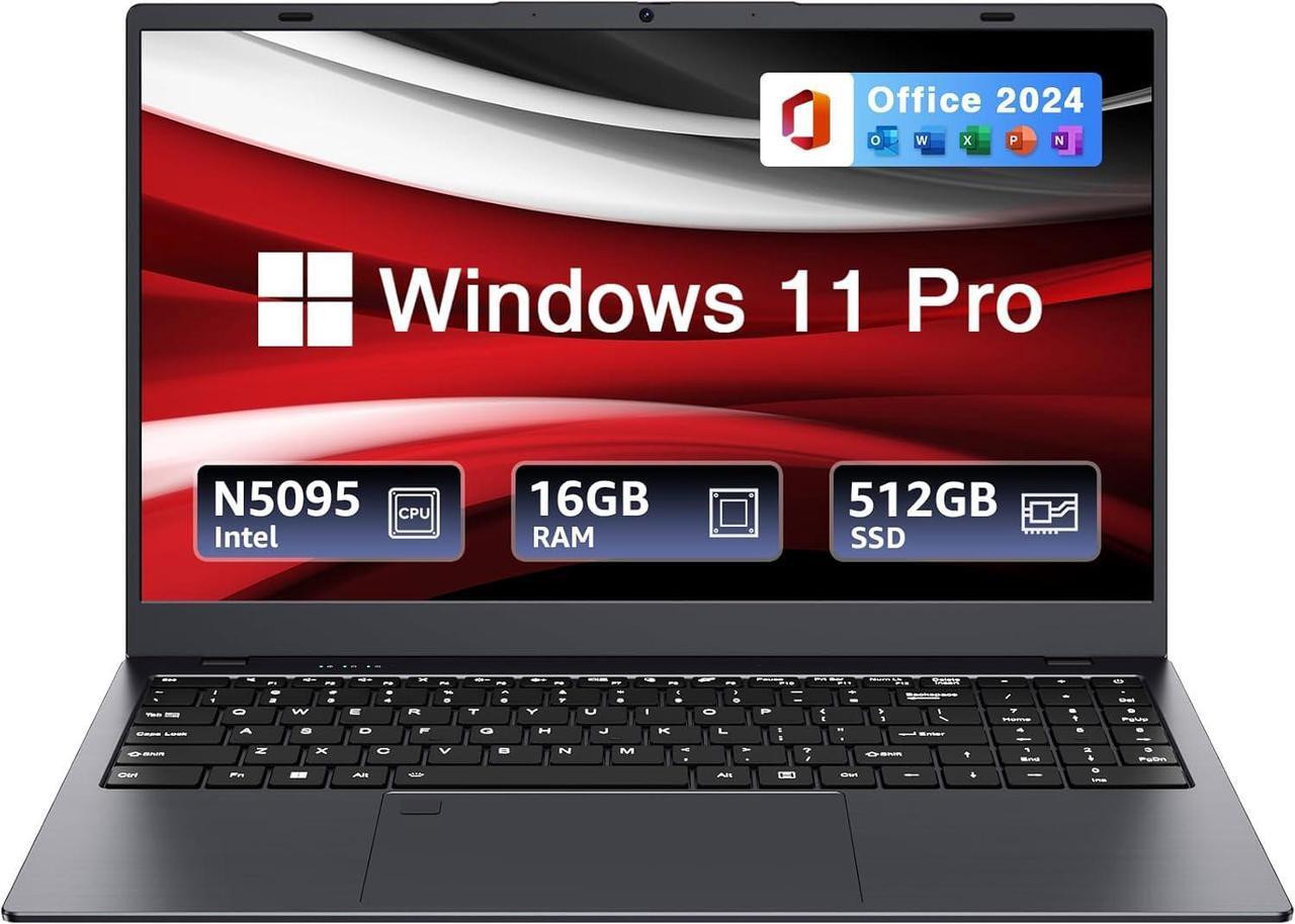 Main image of BiTECOOL 15.6-inch Windows 11 Laptop, 16GB RAM, 512GB SSD, FHD IPS Display Laptop Computer, Intel N5095 Quad Core, 2.4/5G WiFi, BT4.2 Backlit and Fingerprint, Lightweight and Portable