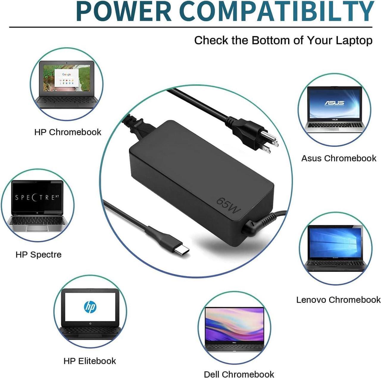 Alt view image 5 of 7 - 65W USB C Laptop Charger Replacement for Lenovo Thinkpad/Yoga/Chromebook, ADLX65YDC2A Lenovo Laptop Charger - OEM