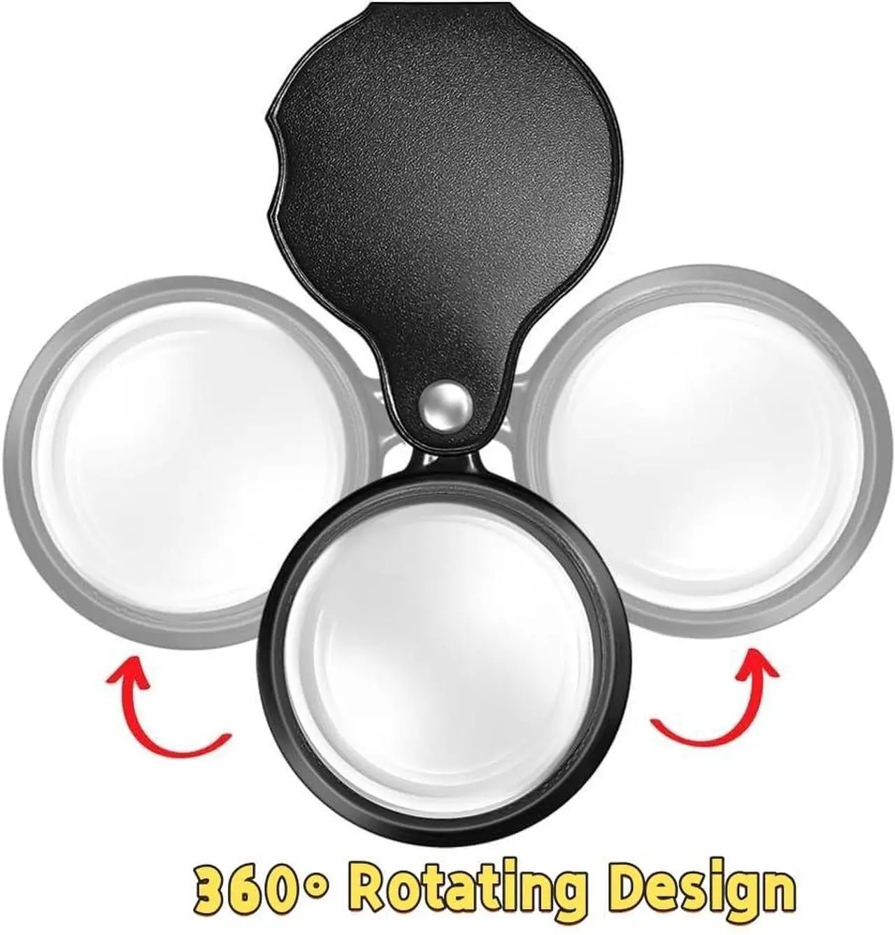 Alt view image 6 of 7 - 2PCS 15X Magnifying Glass Loupe Small Pocket Magnifying Lenses Glass Protective Holster Leather Lanyard for Seniors Reading Inspection Coin Hobby Jewelry or Exploring (Black + Black Print)