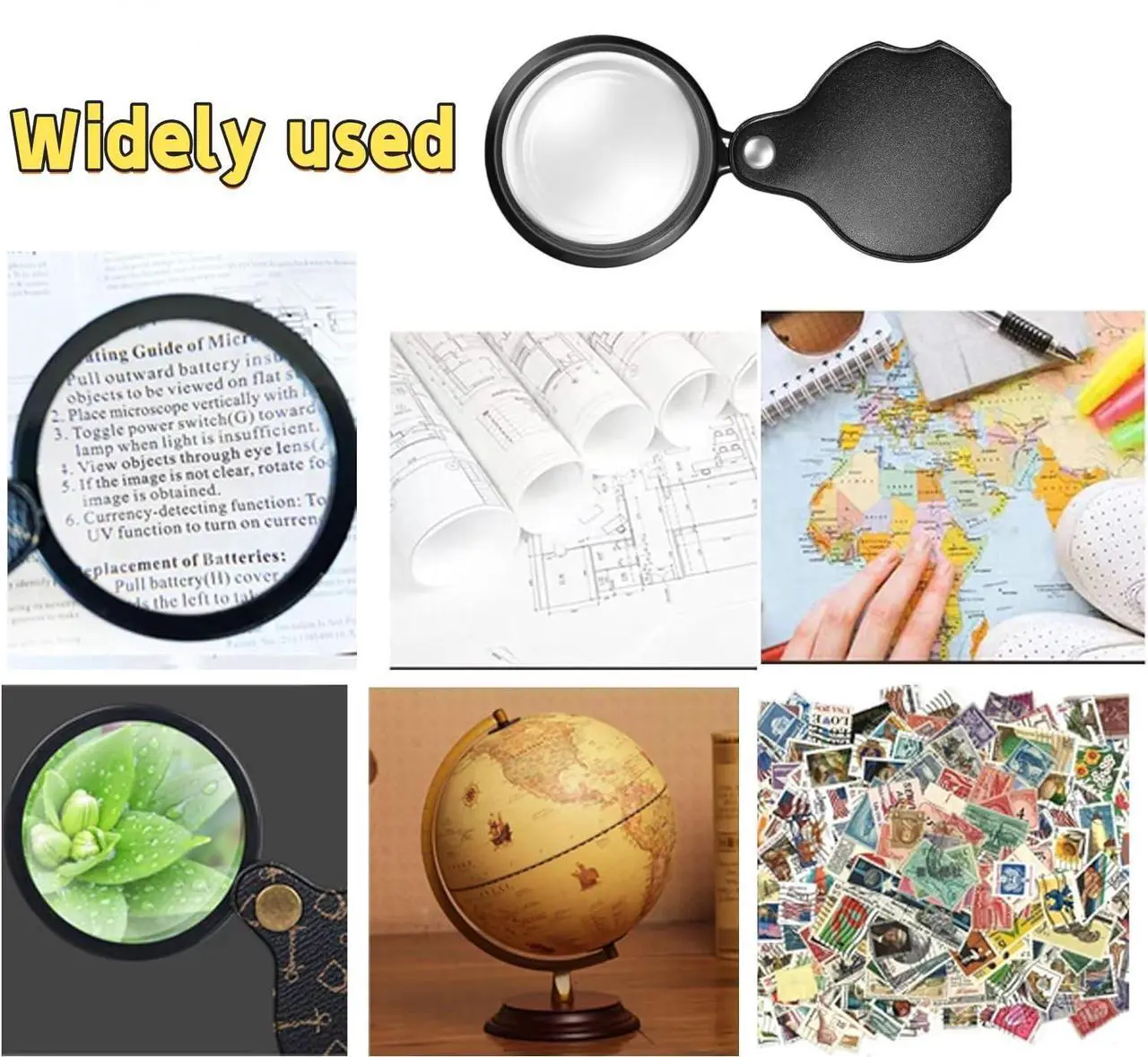 Alt view image 7 of 7 - 2PCS 15X Magnifying Glass Loupe Small Pocket Magnifying Lenses Glass Protective Holster Leather Lanyard for Seniors Reading Inspection Coin Hobby Jewelry or Exploring (Black + Black Print)