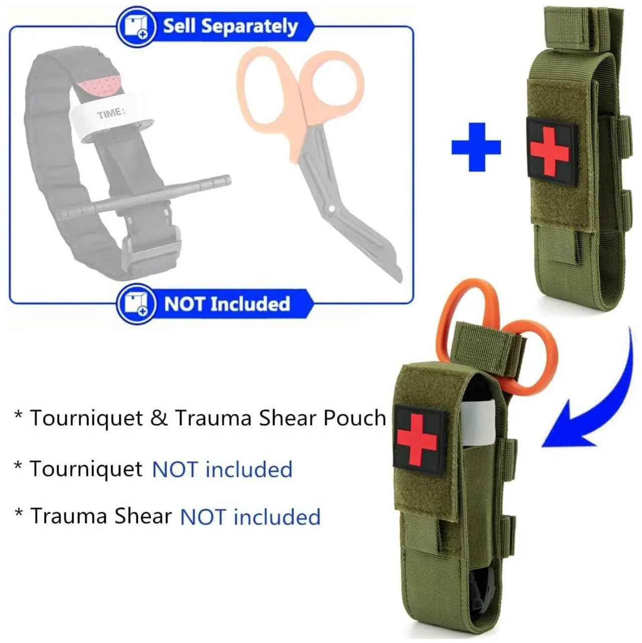 Alt view image 3 of 7 - Tactical Molle Tourniquet Holder, Portable TQ Military First Aid Equipment Case & Trauma Medical Shear Pouch (Army Green)