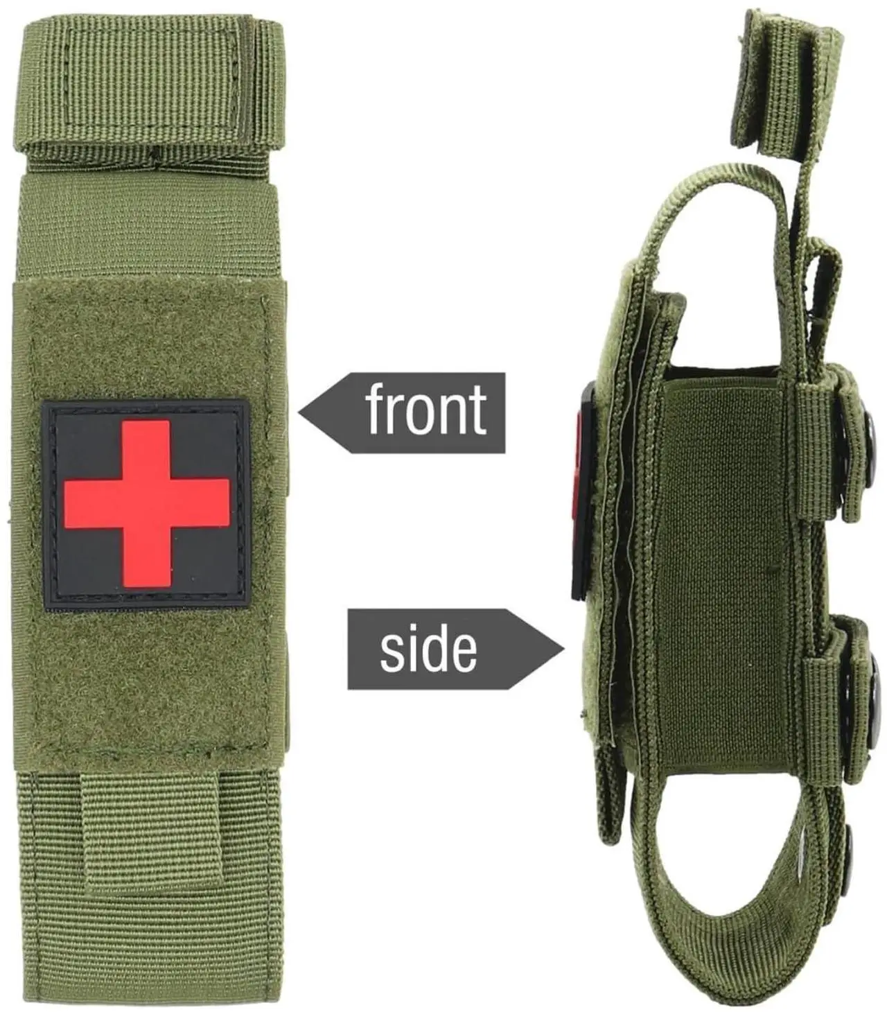 Alt view image 4 of 7 - Tactical Molle Tourniquet Holder, Portable TQ Military First Aid Equipment Case & Trauma Medical Shear Pouch (Army Green)