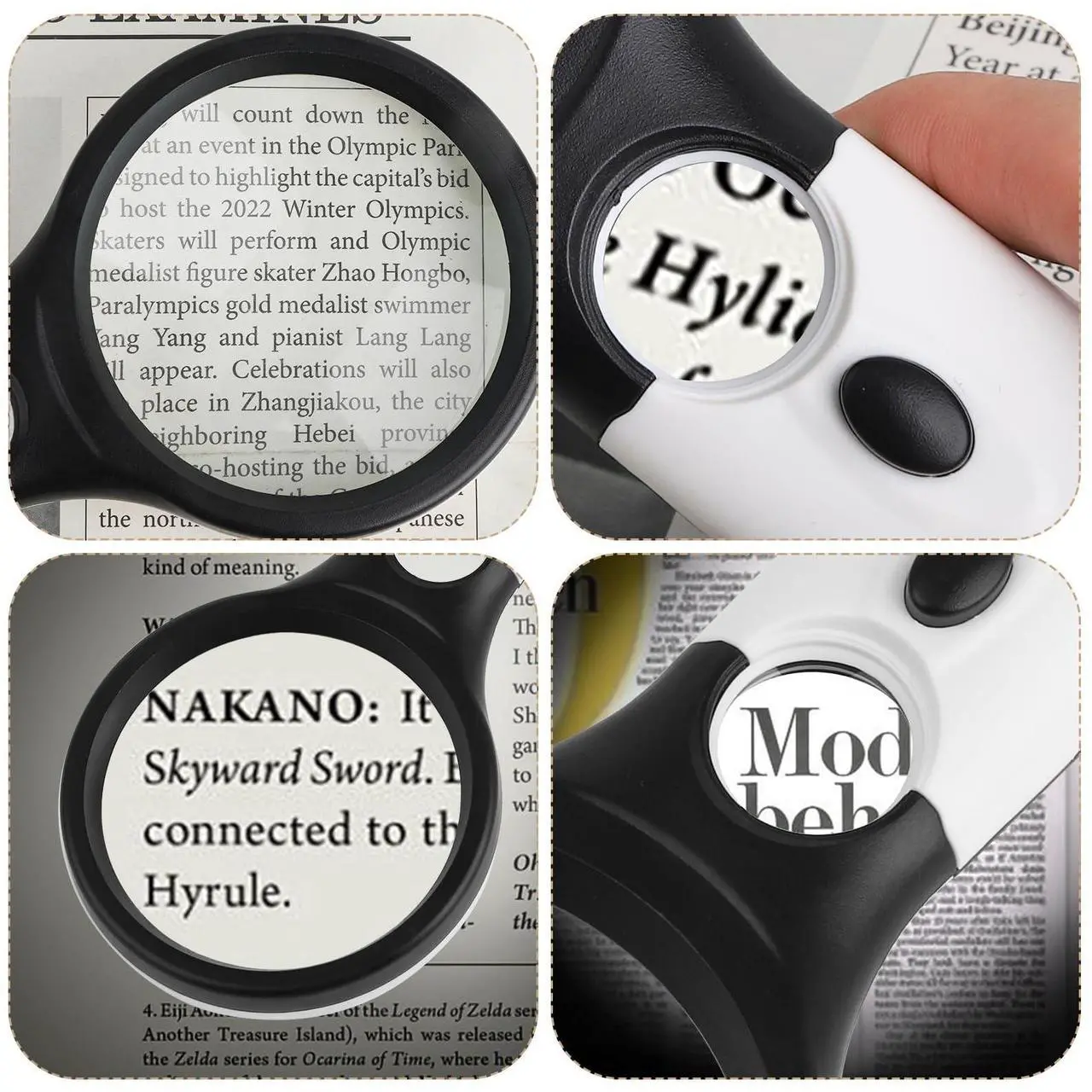 Alt view image 3 of 7 - Magnifying Glass with Light, 10X 45X Handheld Glass Reading Magnifier with 3 Light