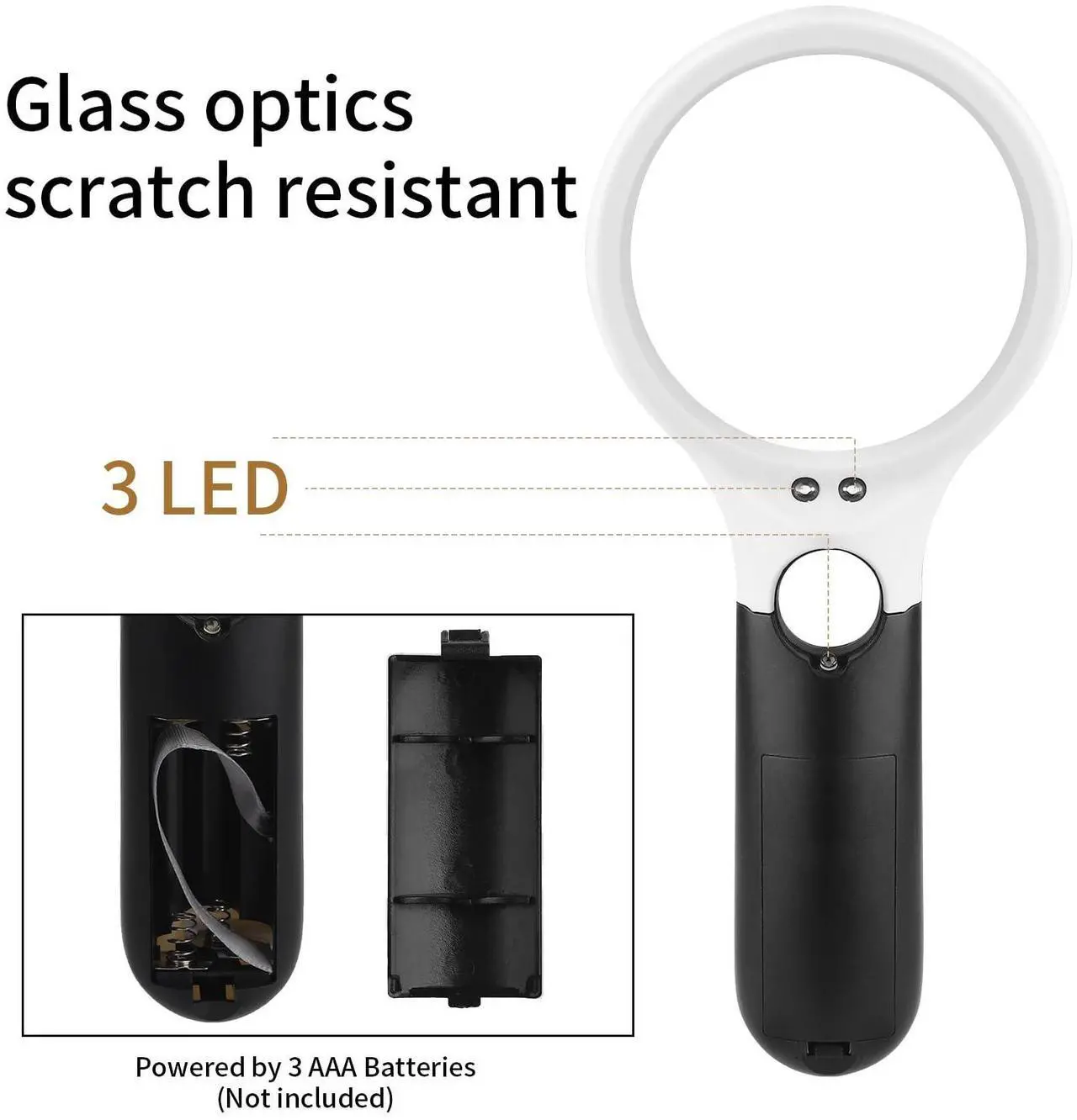 Alt view image 4 of 7 - Magnifying Glass with Light, 10X 45X Handheld Glass Reading Magnifier with 3 Light