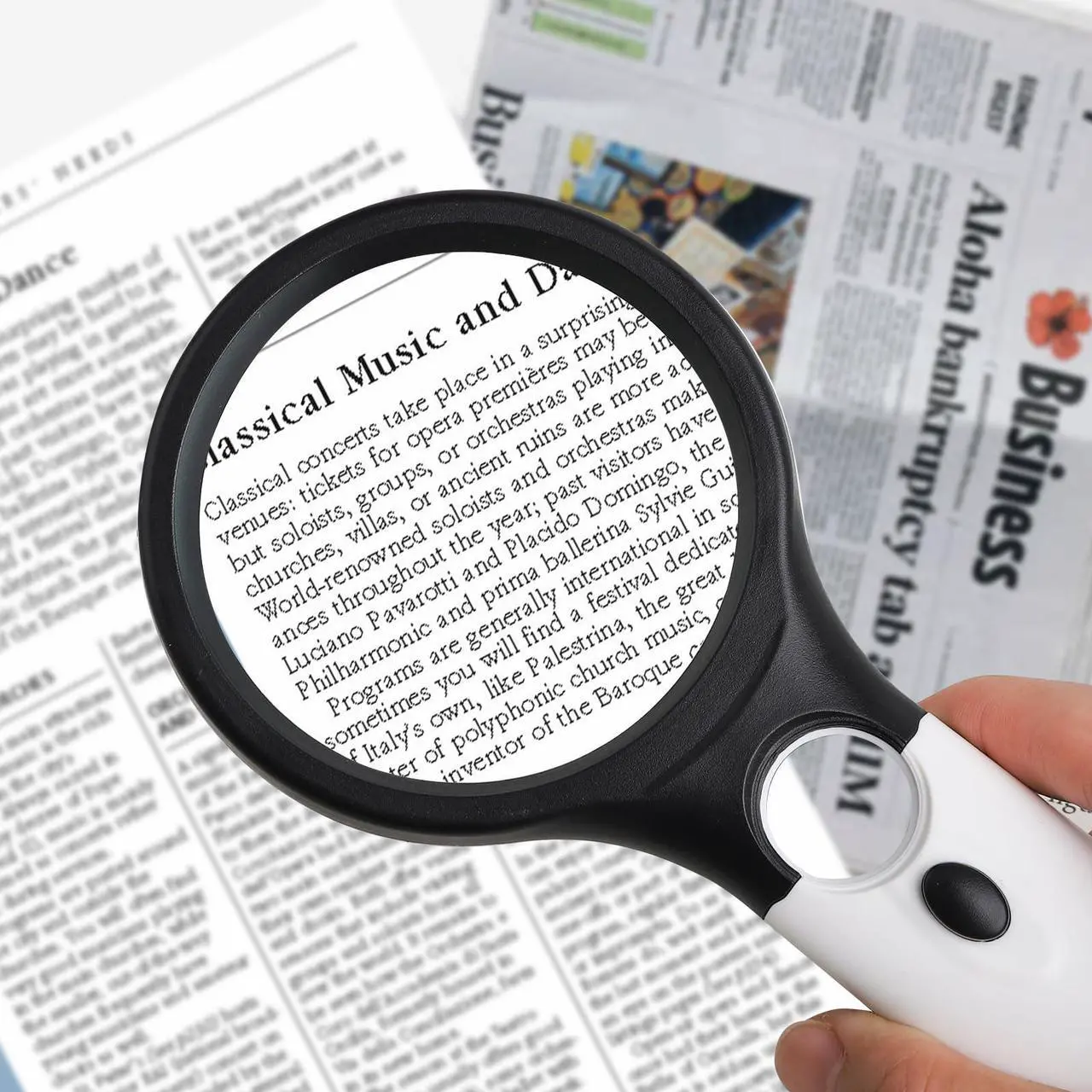 Alt view image 6 of 7 - Magnifying Glass with Light, 10X 45X Handheld Glass Reading Magnifier with 3 Light