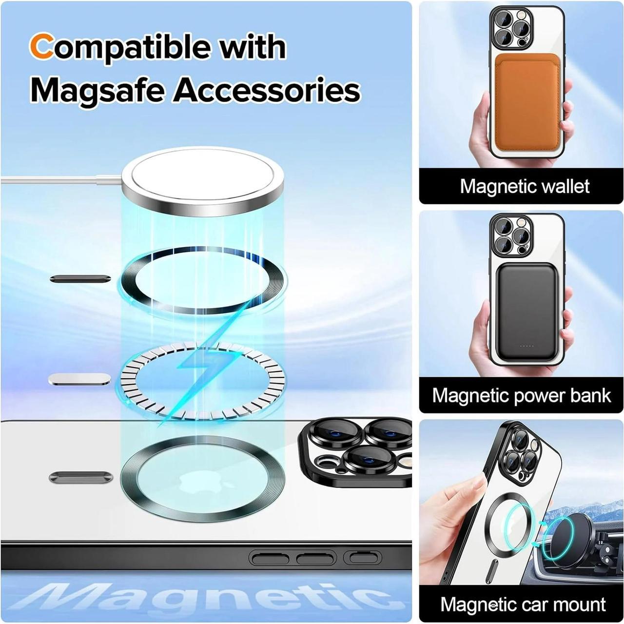 Alt view image 3 of 7 - Entronix Bundle Compatible with iPhone 12 Mini - [Magnetic] Clear Case, 2 Clear Screen Protectors & 2 Camera Lens Protectors