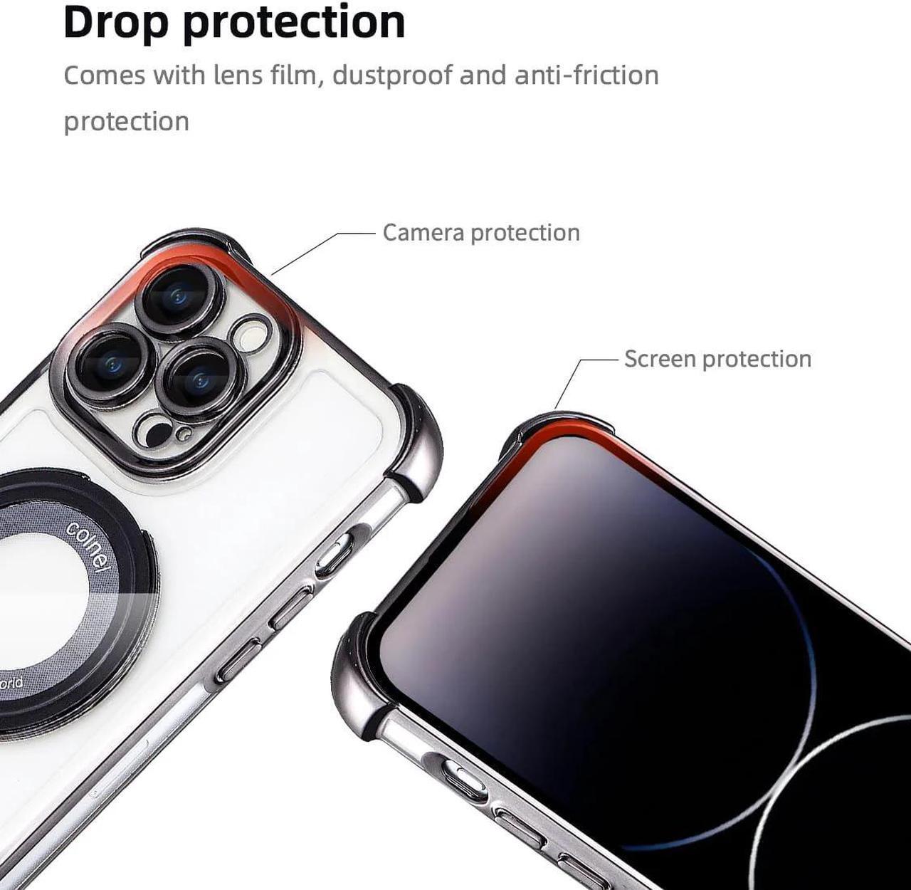 Alt view image 4 of 7 - Entronix [Magnetic] Case Compatible with iPhone 15 - [Clear Back] Luxury Glossy Gripstand
