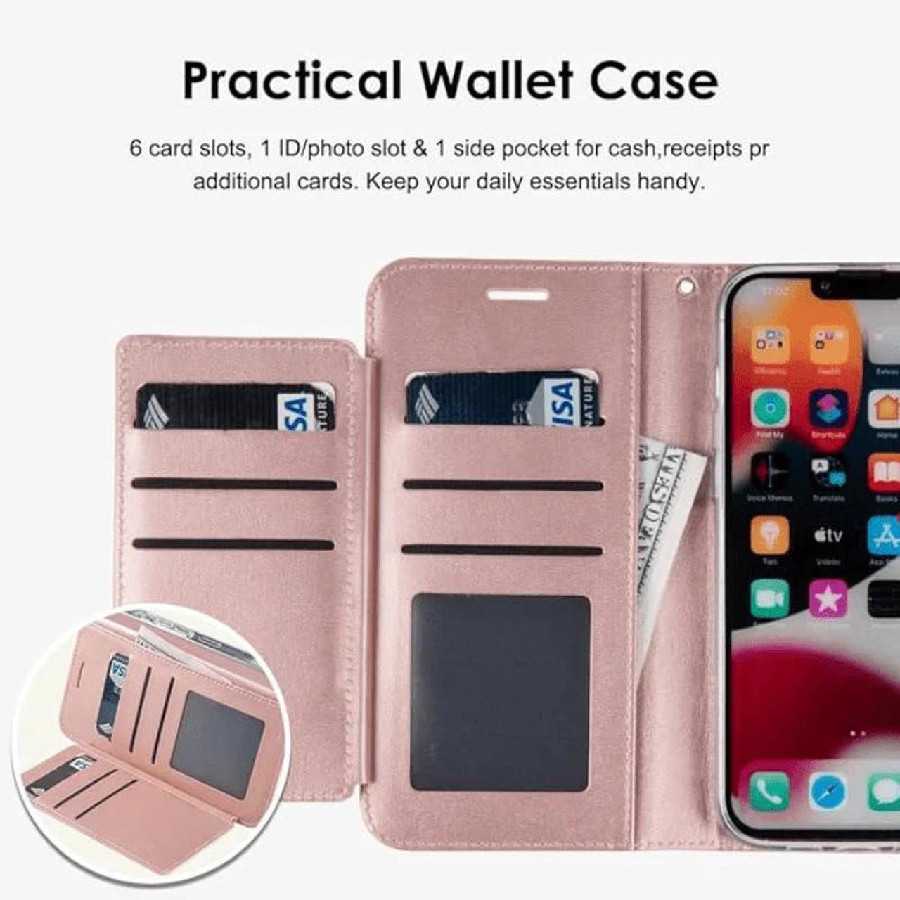 Alt view image 6 of 7 - Entronix Case Compatible with iPhone 8/7/SE - Foldable Leather Wallet, Card Holder & Lanyard