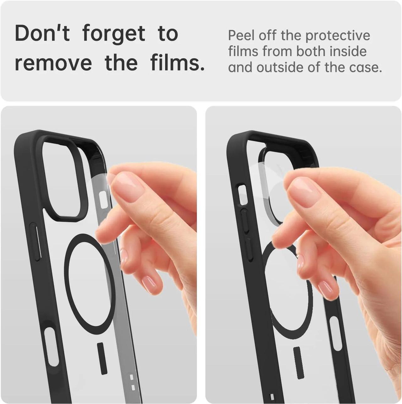 Alt view image 5 of 7 - Entronix [Magnetic] Case Compatible with iPhone 12/12 Pro - [Clear Back] Soft Matte Frame
