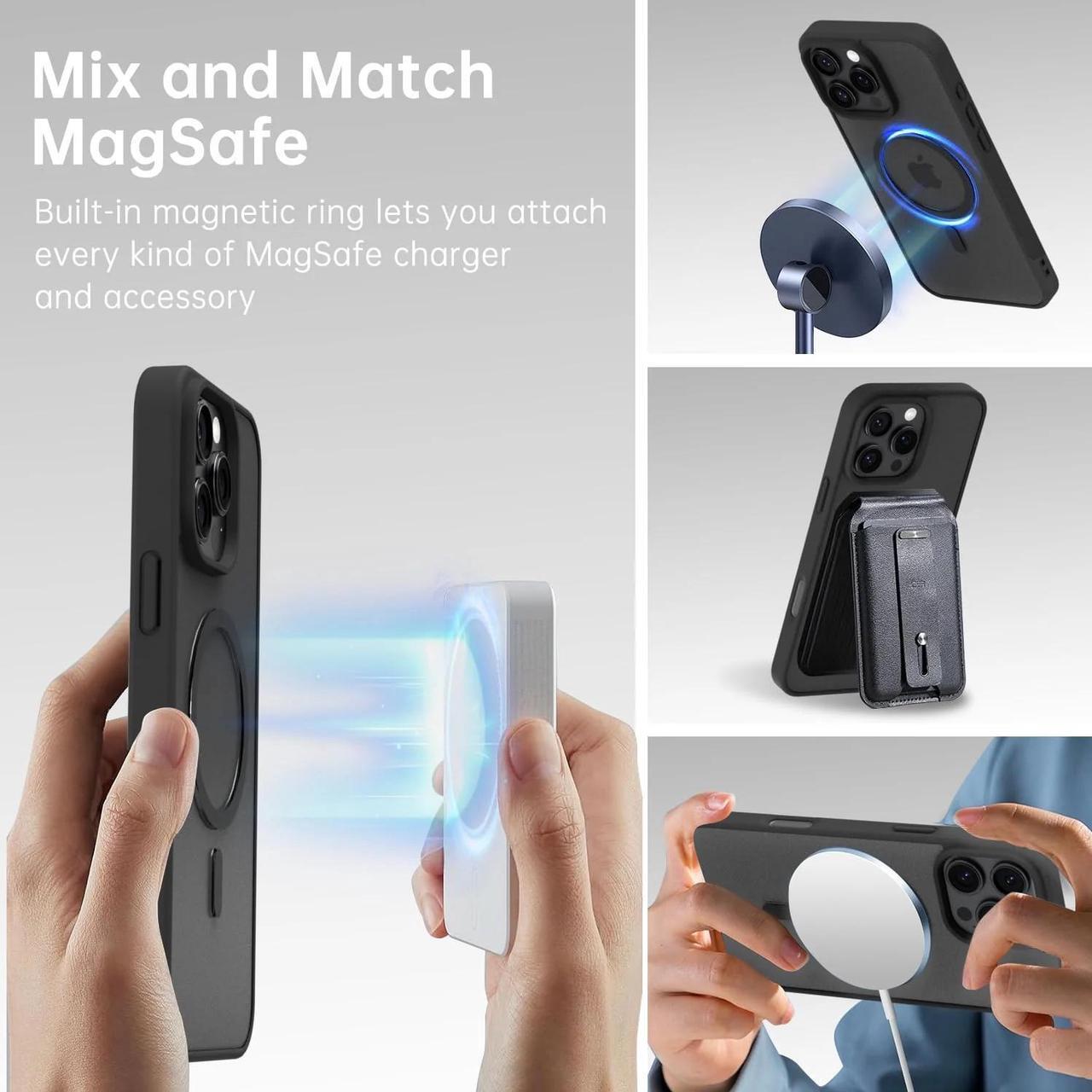 Alt view image 7 of 7 - Entronix [Magnetic] Case Compatible with iPhone 12/12 Pro - [Clear Back] Soft Matte Frame