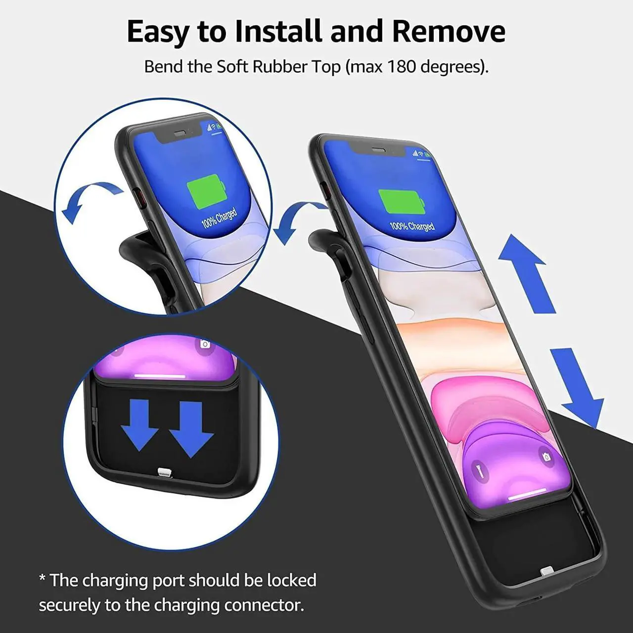 Alt view image 4 of 5 - Entronix Case Compatible with iPhone XR - [6000mAh] Charging Powerbank Cover