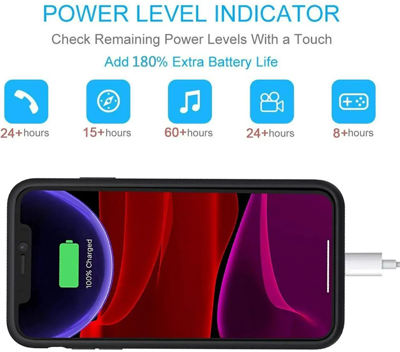 Alt view image 5 of 5 - Entronix Case Compatible with iPhone XR - [6000mAh] Charging Powerbank Cover