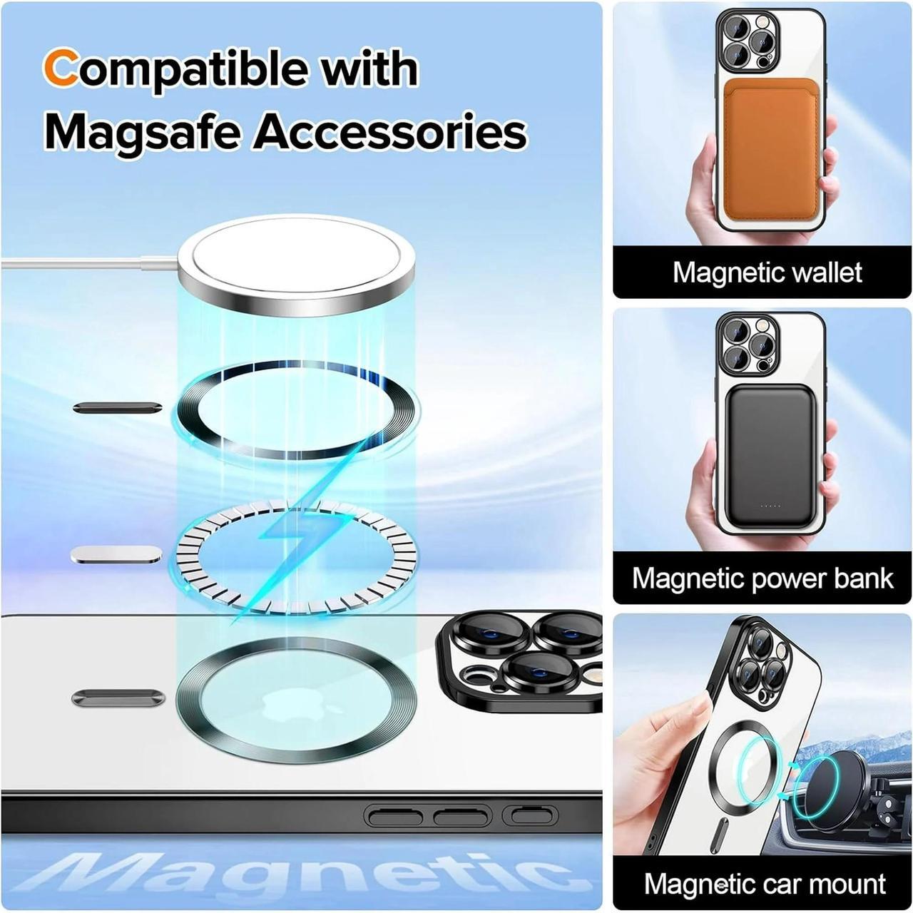 Alt view image 6 of 7 - Entronix [Magnetic] Case Compatible with iPhone 13 Pro Max - [Clear Back] Luxury Glossy Cover