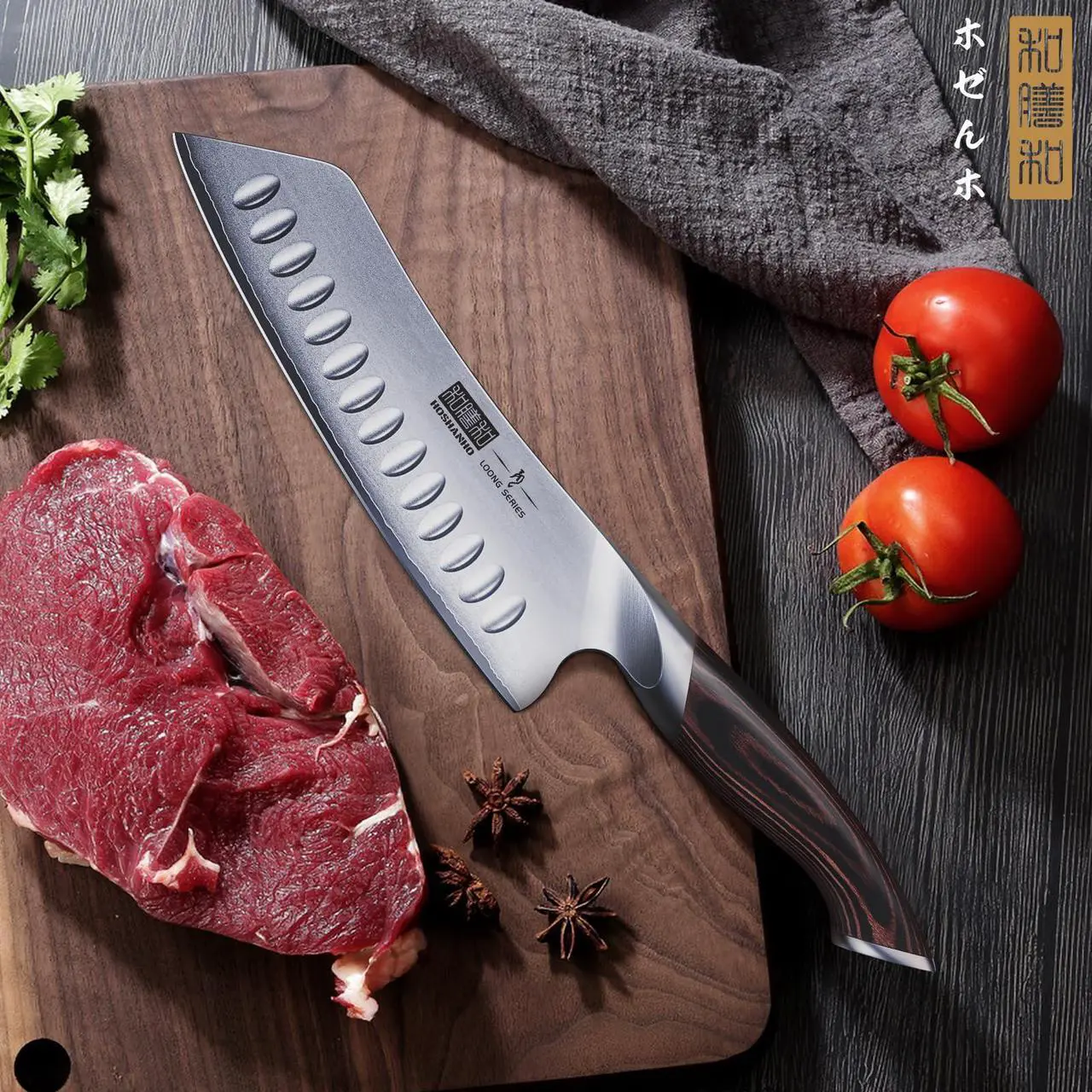 Alt view image 6 of 7 - HOSHANHO 7 Inch Japanese Chef Knife, Ultra Sharp High Carbon Stainless Steel AUS-10 Kitchen Knife, Professional Santoku Knives with Ergonomic Pakkawood Handle