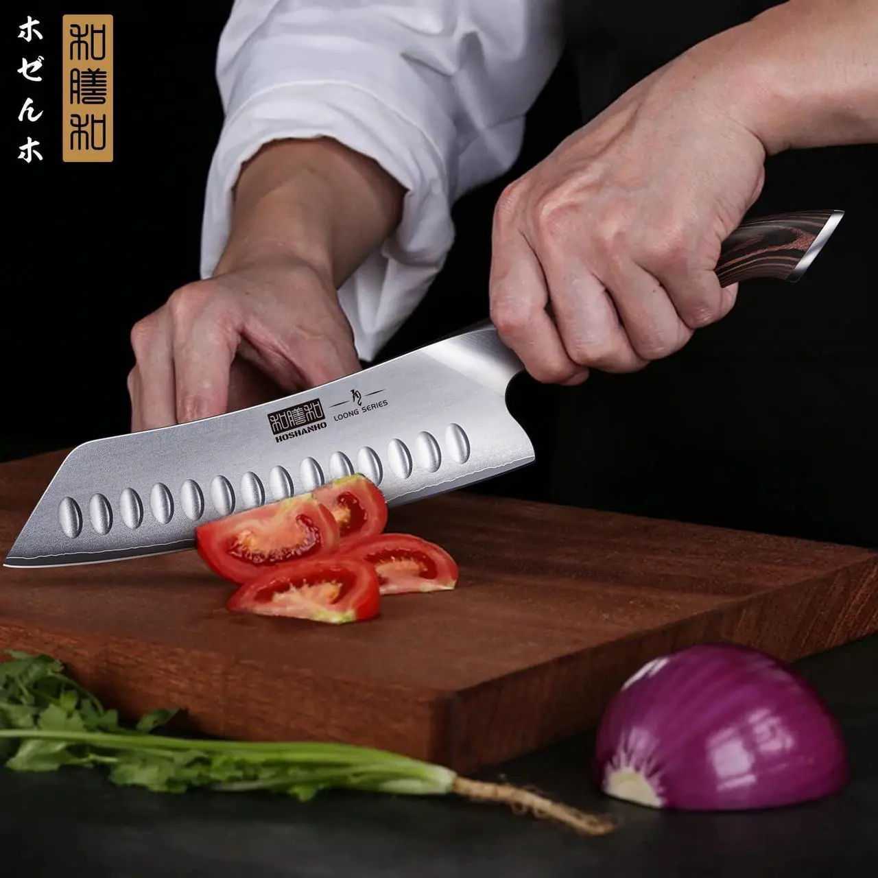 Alt view image 7 of 7 - HOSHANHO 7 Inch Japanese Chef Knife, Ultra Sharp High Carbon Stainless Steel AUS-10 Kitchen Knife, Professional Santoku Knives with Ergonomic Pakkawood Handle