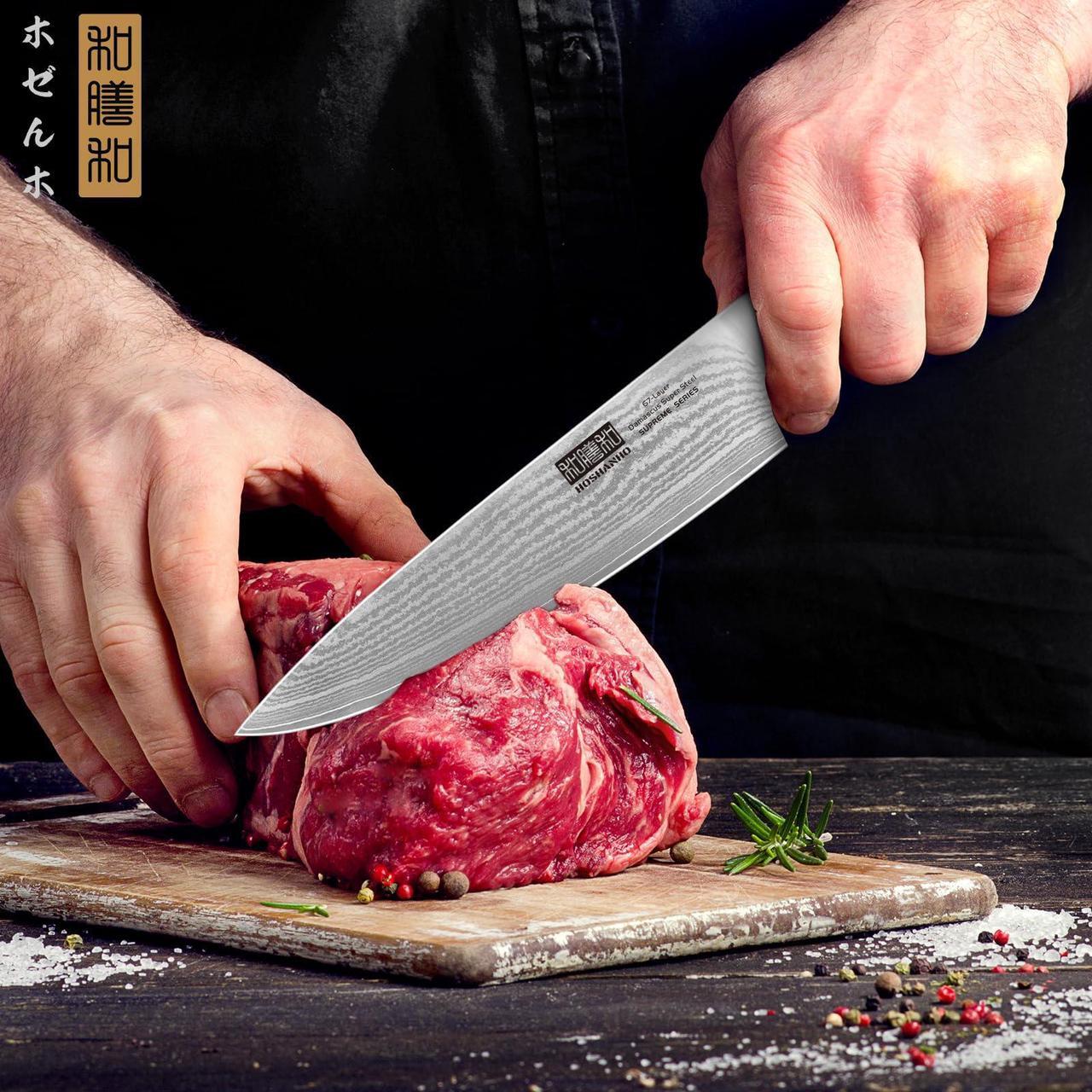 Alt view image 7 of 7 - HOSHANHO Damascus Chef Knife 8 Inch, Professional 67 Layers VG-10 Super Steel Kitchen Knife, Ultra Sharp Japanese Knife with Durable Ergonomic Olive Wood Handle