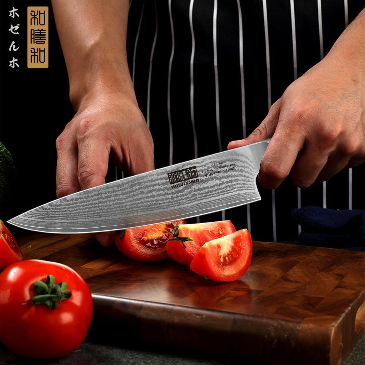 Alt view image 8 of 7 - HOSHANHO Damascus Chef Knife 8 Inch, Professional 67 Layers VG-10 Super Steel Kitchen Knife, Ultra Sharp Japanese Knife with Durable Ergonomic Olive Wood Handle