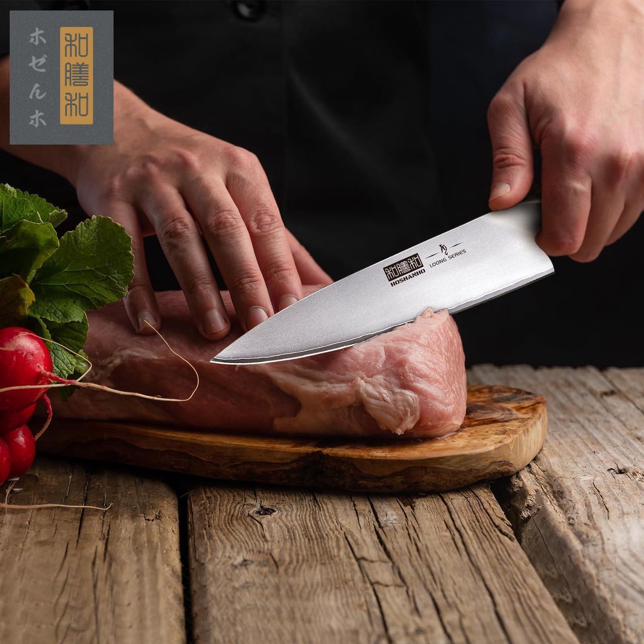 Alt view image 7 of 7 - HOSHANHO Kitchen Knife in Japanese Steel AUS-10, High-Class Chef's Knife 8 inch Professional Cooking Knife, Non-slip Ultra Sharp Knife with Ergonomic Handle