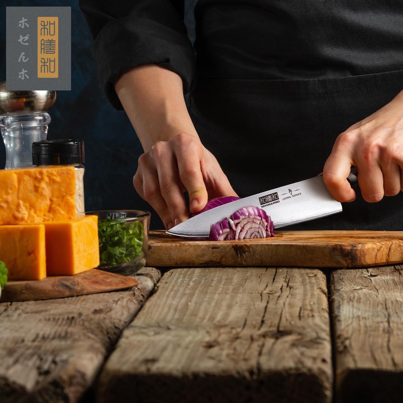 Alt view image 8 of 7 - HOSHANHO Kitchen Knife in Japanese Steel AUS-10, High-Class Chef's Knife 8 inch Professional Cooking Knife, Non-slip Ultra Sharp Knife with Ergonomic Handle