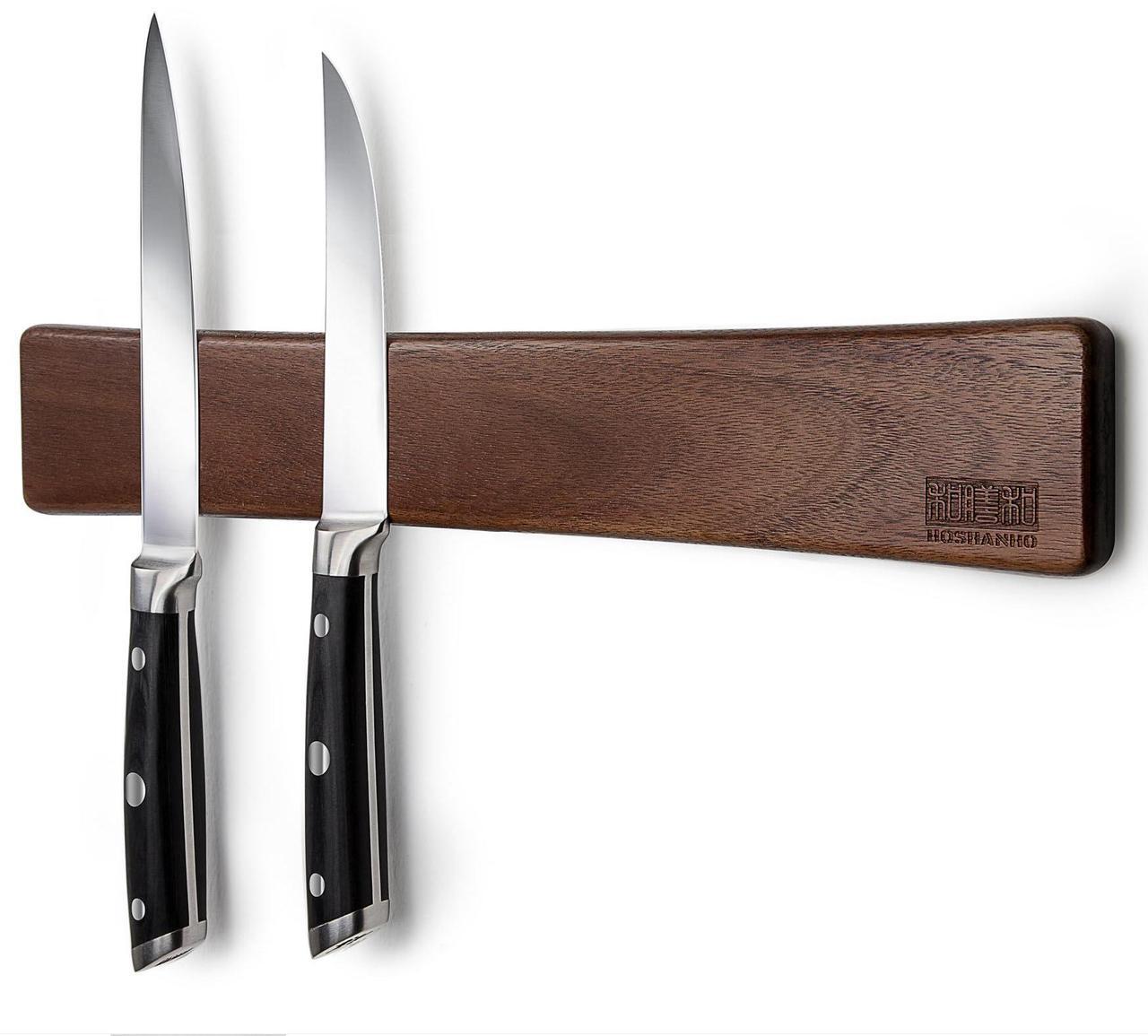Main image of HOSHANHO Magnetic Knife Strips, Magnetic Knife Holder for Wall 16 Inch, Acacia Wood Knife Magnetic Strip Use as Knife Bar, Knife Holder for Kitchen Utensil Organizer