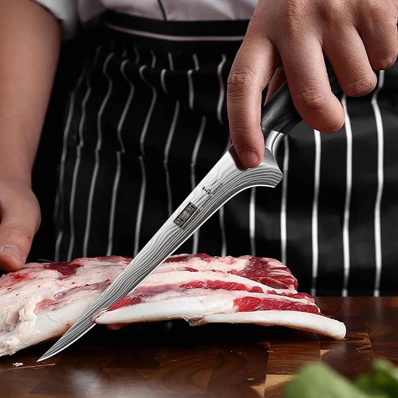 Alt view image 6 of 6 - HOSHANHO Fillet Knife 7 Inch, Razor Sharp Boning Knife for Meat Poultry Chicken Cutting, Japanese High Carbon Powder Steel Fish Knives with Flexible Blade and Pakkawood Handle