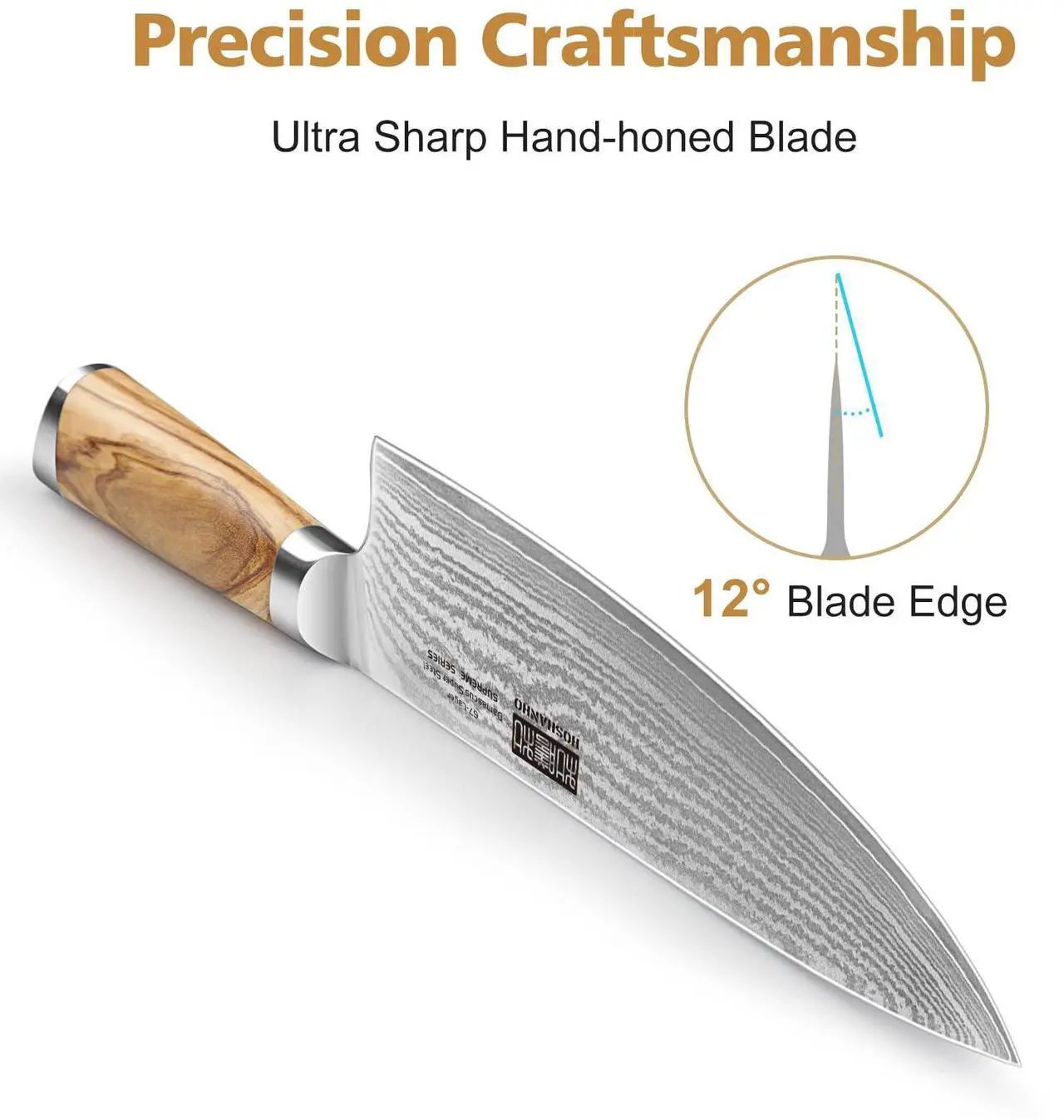 Alt view image 4 of 7 - HOSHANHO Knife Set with Block 7-Piece, Professional 67-layer Damascus Super Steel Kitchen Knife Sets for Cooking, Ultra Sharp Knife Set with Sharpener