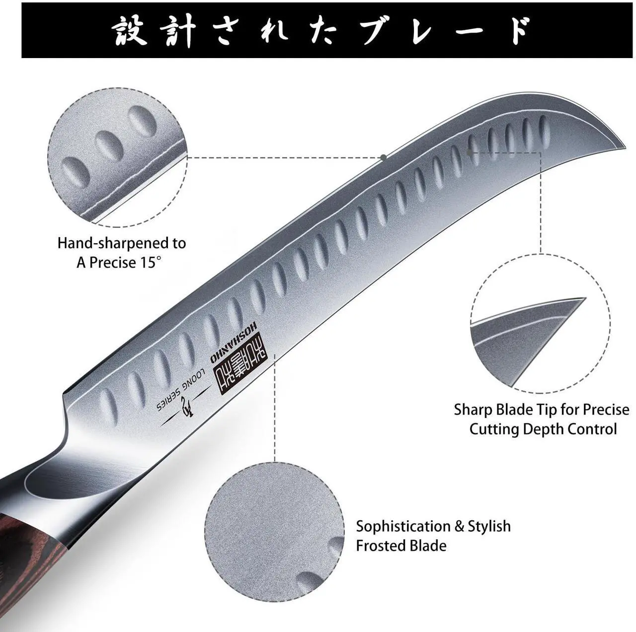 Alt view image 3 of 7 - HOSHANHO Carving Slicing Knife, 12 Inch Japanese High Carbon Steel Brisket Knife with Ergonomic Pakkawood Handle, Razor Sharp Curved Butcher Breaking Knives for Meat Cutting