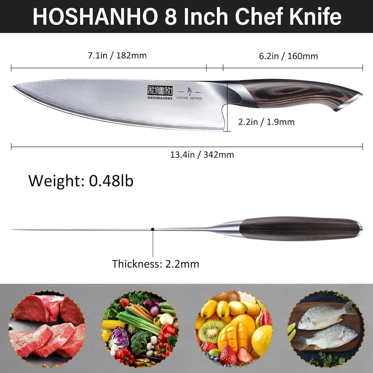 Alt view image 4 of 7 - Hoshanho Two Piece Kitchen Knife Set in Japanese Steel AUS-10, High-Class Chef's Knife 8 inch Santoku knife 7 inch Professional Cooking Knife, Non-slip Ultra Sharp Knife with Ergonomic Handle
