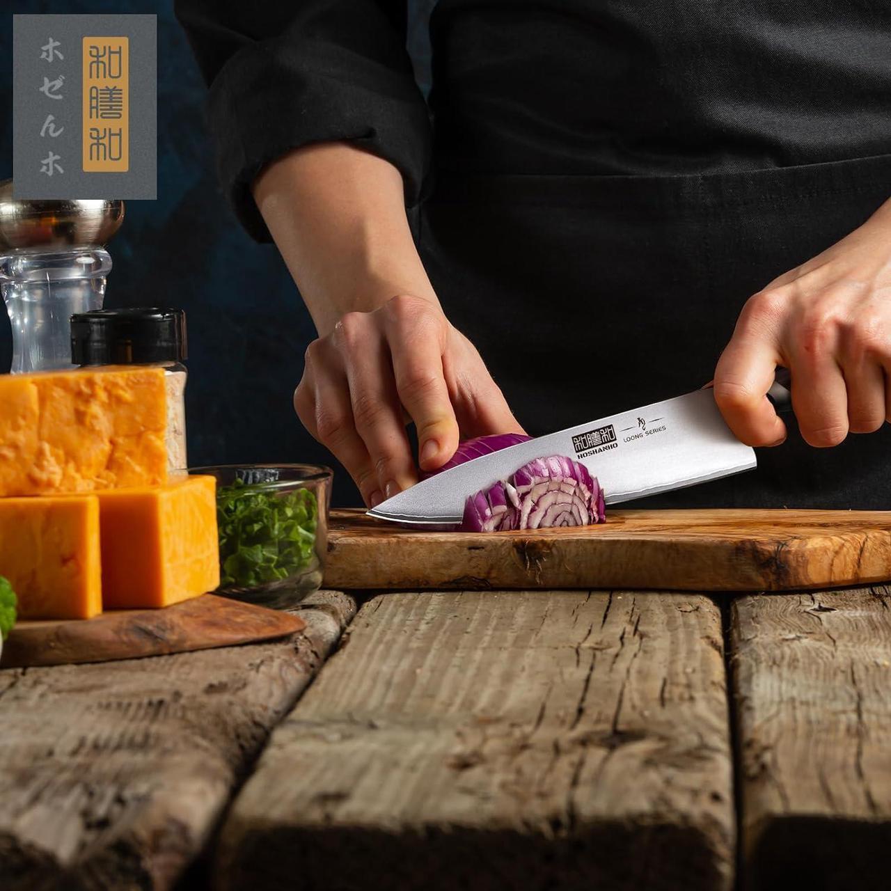 Alt view image 6 of 7 - Hoshanho Two Piece Kitchen Knife Set in Japanese Steel AUS-10, High-Class Chef's Knife 8 inch Santoku knife 7 inch Professional Cooking Knife, Non-slip Ultra Sharp Knife with Ergonomic Handle