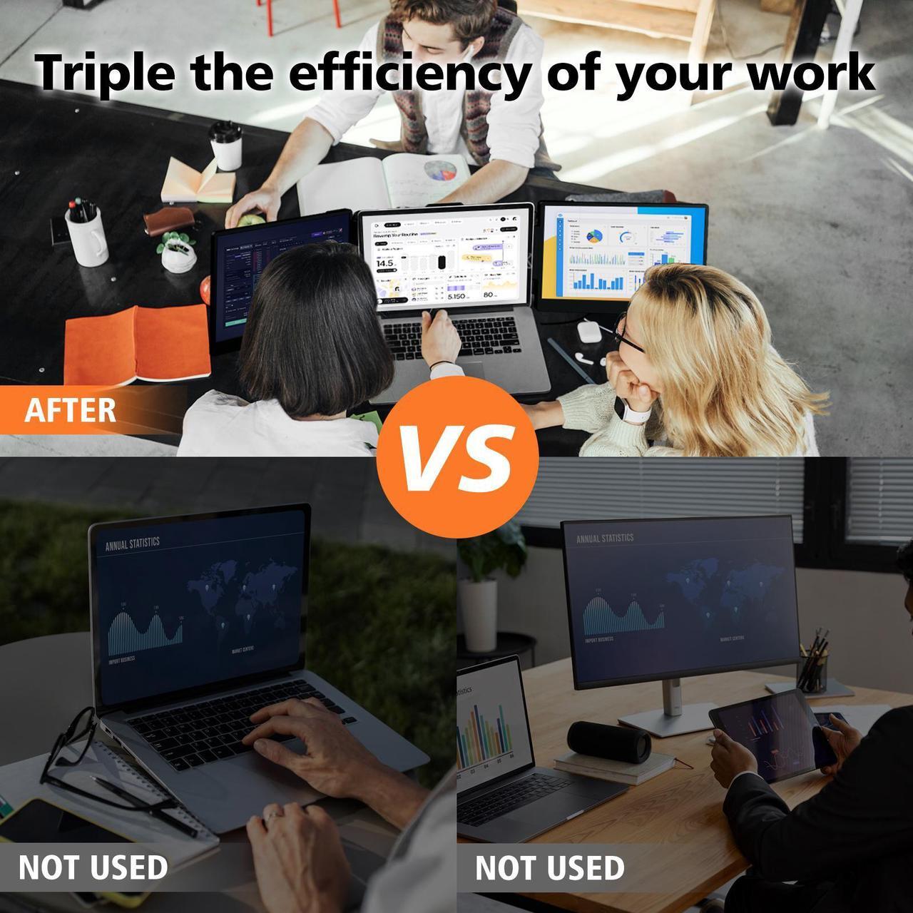 Alt view image 4 of 7 - FORKA Laptop Screen Extender Monitor - 14" Portable IPS FHD 1080P, HDMI/USB-A/Type-C, 15.94" Max Length, Compatible with Windows & Mac