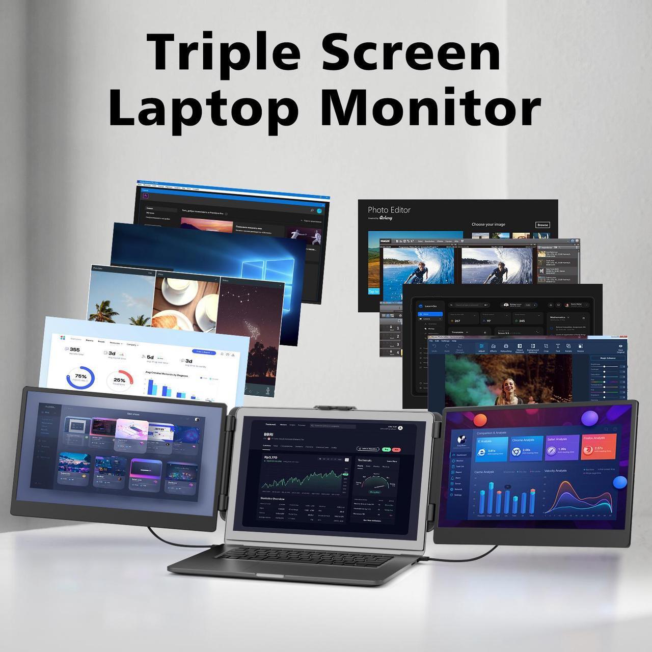 Alt view image 7 of 7 - FORKA Laptop Screen Extender Monitor - 14" Portable IPS FHD 1080P, HDMI/USB-A/Type-C, 15.94" Max Length, Compatible with Windows & Mac