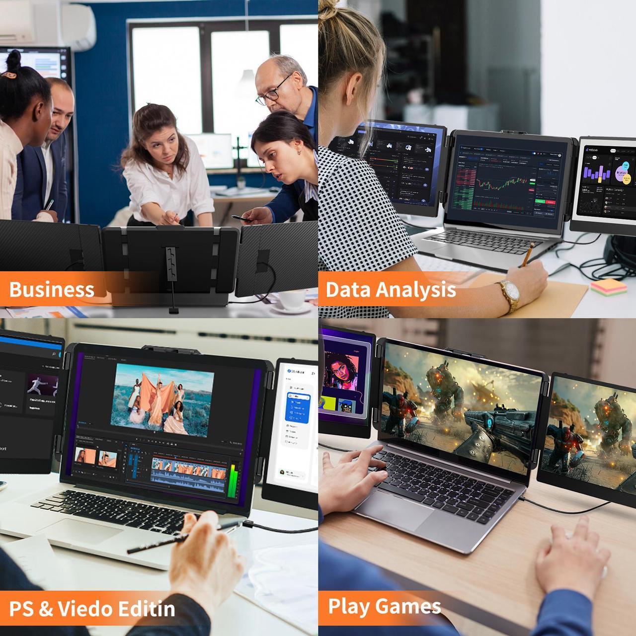 Alt view image 5 of 7 - FORKA Laptop Screen Extender Monitor - 14" Portable IPS FHD 1080P, HDMI/USB-A/Type-C, 15.94" Max Length, Compatible with Windows & Mac