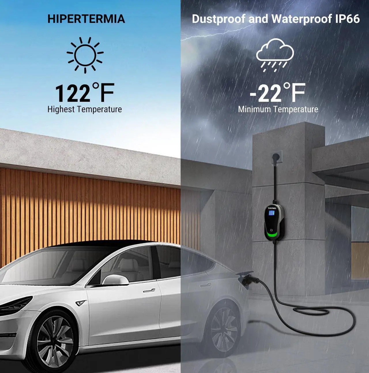 Alt view image 7 of 7 - TAYNIU SmoothPro Level 2 EV Charger Electric Vehicle Portable Charger with 25FT Cable 40A 240V NEMA 14-50 Plug for J1772 EVs & Plug-in Hybrids Indoor/Outdoor Charging Station w/Delay Timer