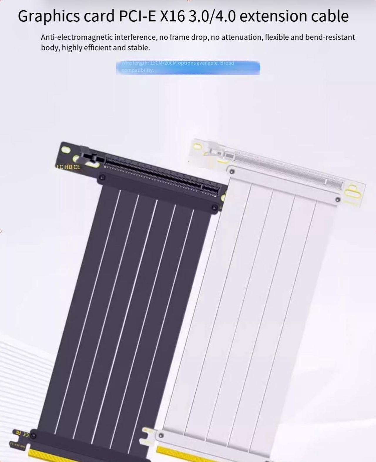 Alt view image 2 of 7 - PCI-E4.0 graphics card extension cable adapter cable 90-degree Angle 4090 graphics card vertical mounting bracket connection cable Black 150 mm