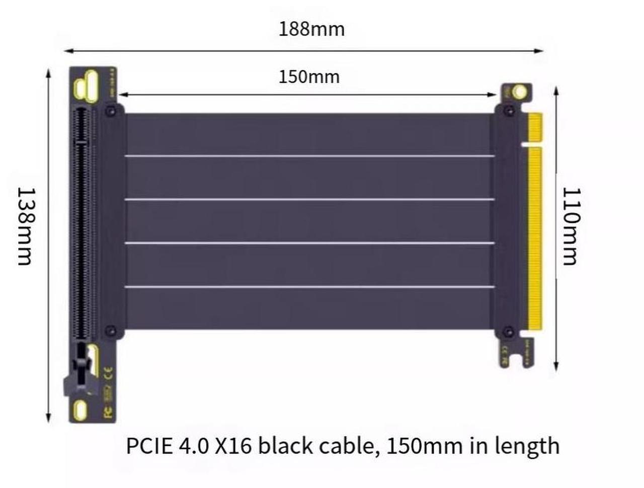 Alt view image 7 of 7 - PCI-E4.0 graphics card extension cable adapter cable 90-degree Angle 4090 graphics card vertical mounting bracket connection cable Black 150 mm