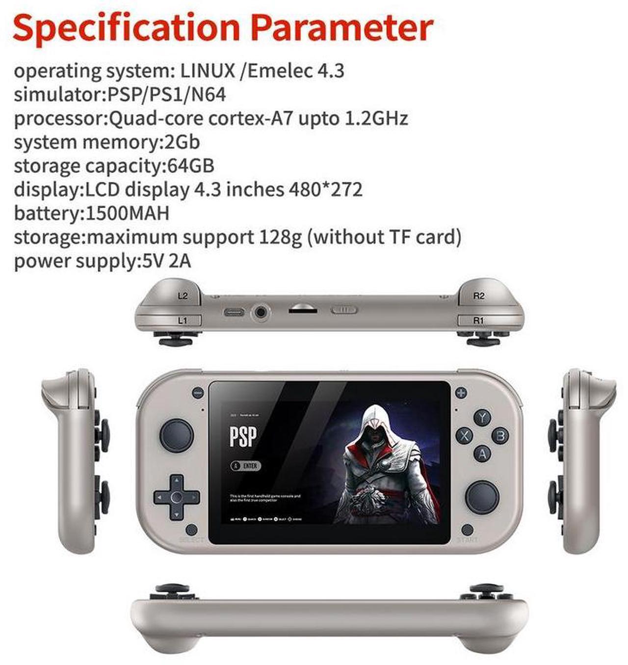 Alt view image 3 of 7 - M17 handheld game console 3D home arcade video game console 4K high-definition PSPPS1 handheld console