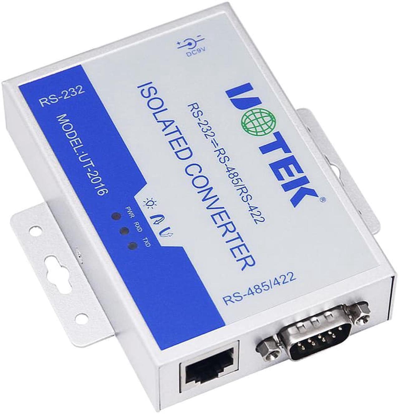 Alt view image 4 of 7 - UTEK Industrial RS232 to RS485 RS422 Optoelectronic Isolated Converter Adapter with Lightning Surge Protection DB9 Connector UT-2016