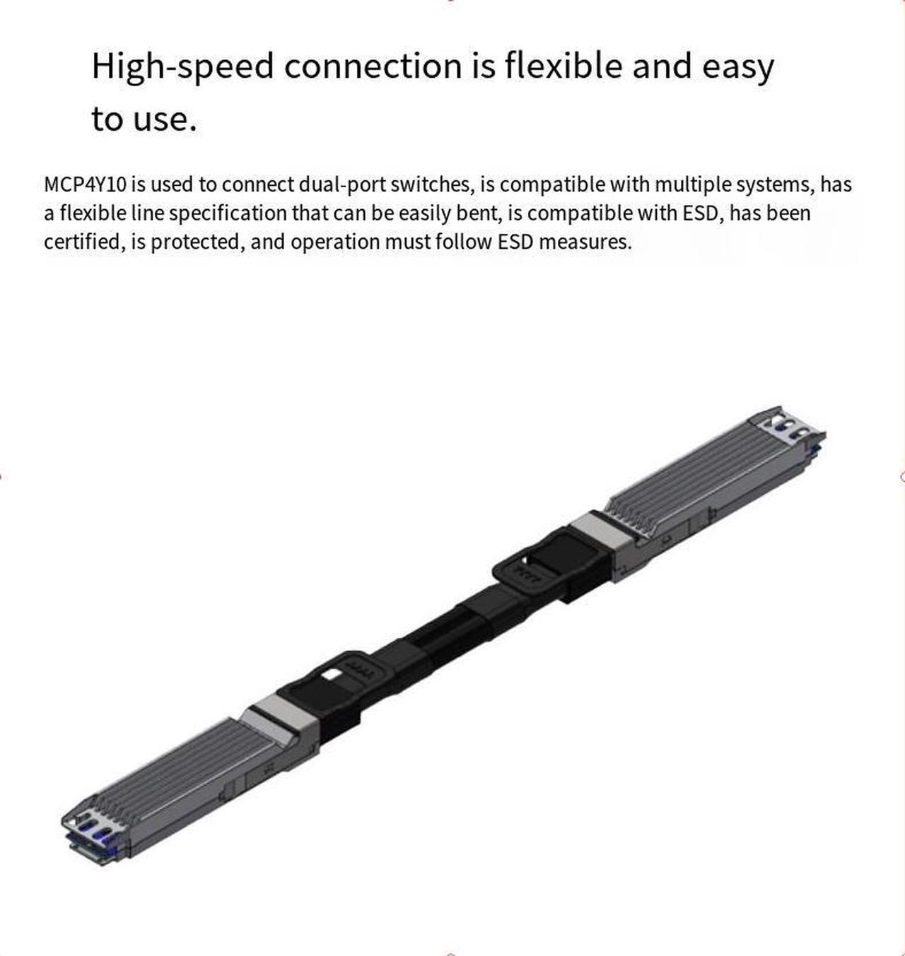 Alt view image 3 of 5 - NVIDIA InfiniBand cable 2-meter-long MCP4Y10-N002 (980-9IA0I-00N002)