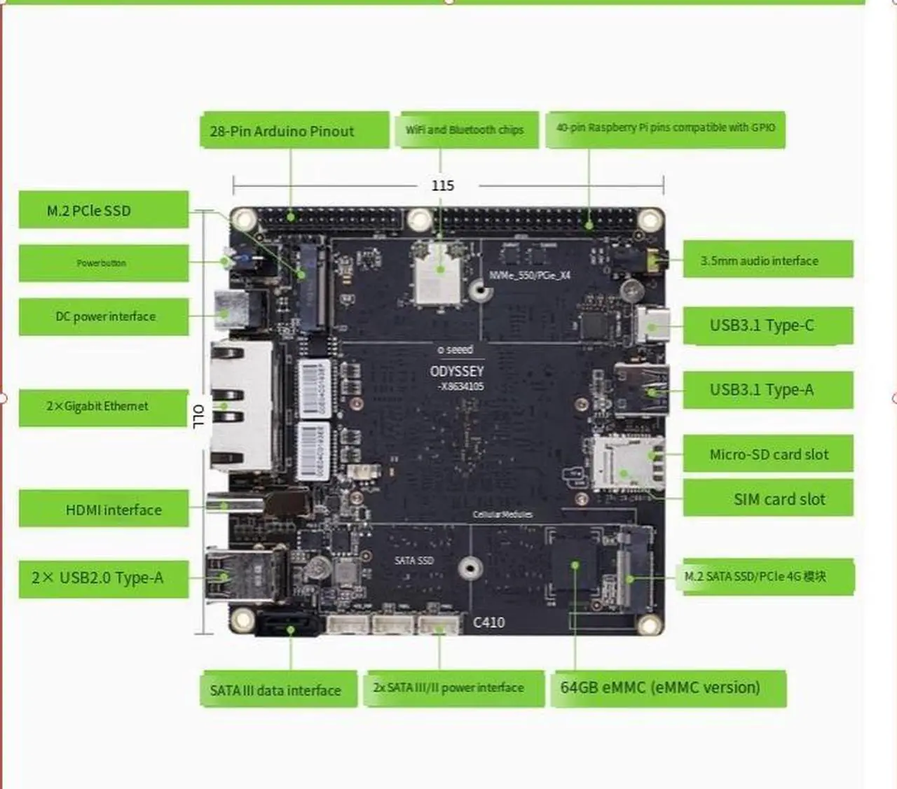 Alt view image 2 of 7 - SeeedX86 J4125 quad-core software router development board 64G emcc +win11 has been activated. The development board is linux compatible with Raspberry PI 4B With a shell