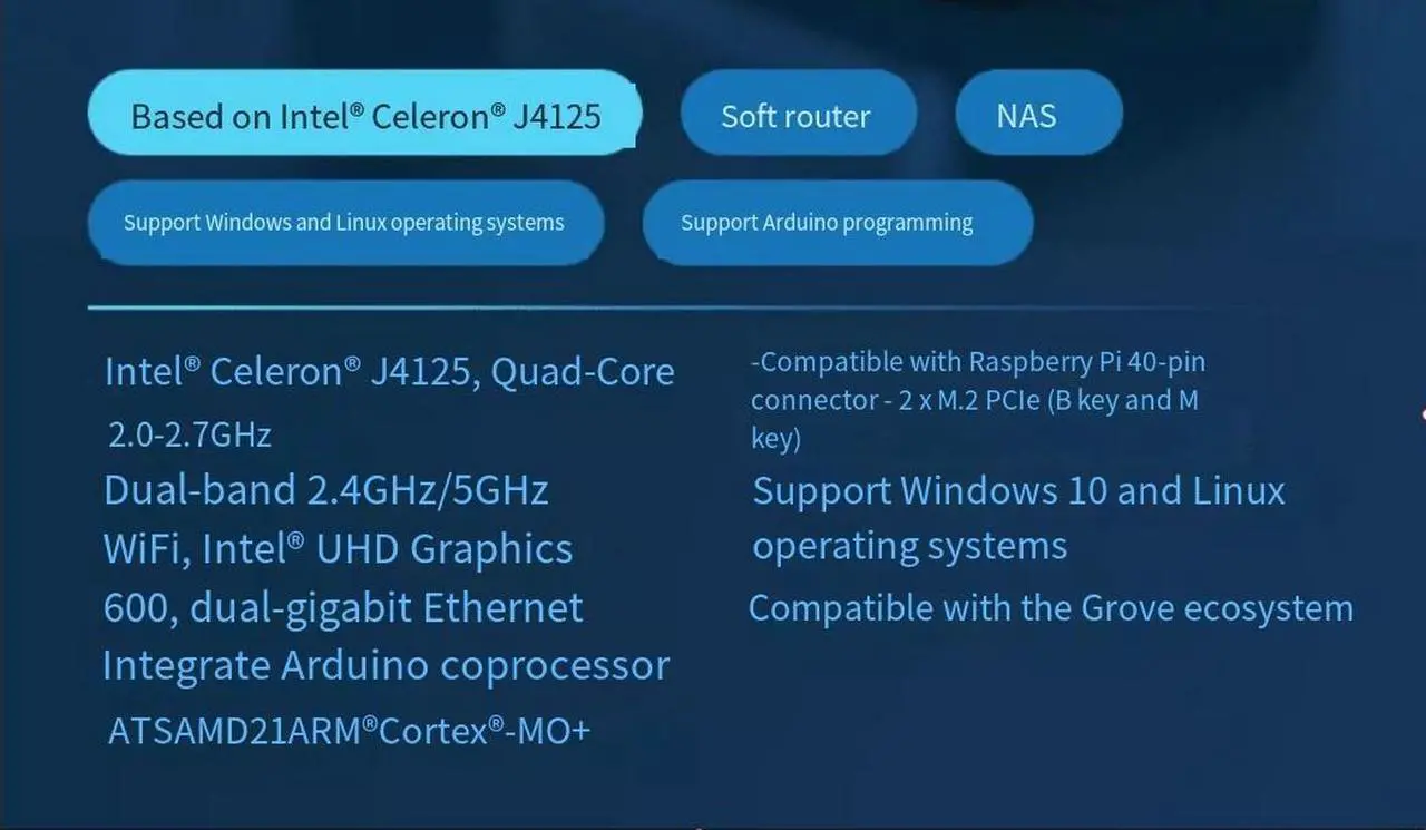 Alt view image 4 of 7 - SeeedX86 J4125 quad-core software router development board 64G emcc +win11 has been activated. The development board is linux compatible with Raspberry PI 4B With a shell