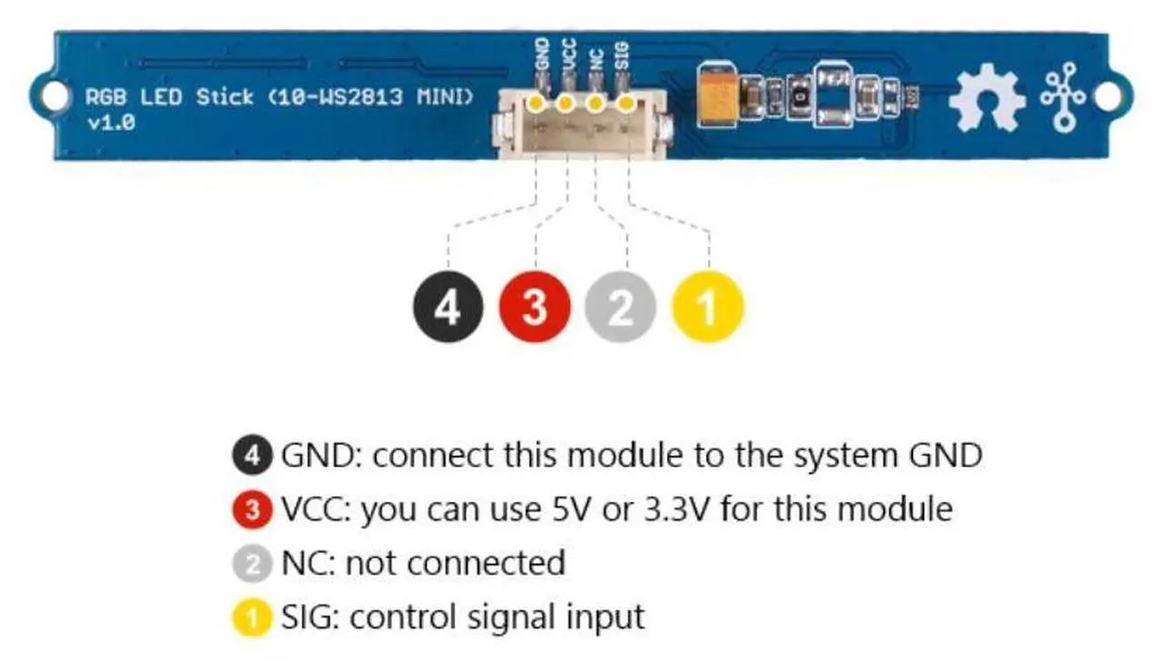 Alt view image 4 of 4 - Grove - RGB LED Stick (10-WS2813 Mini) Full-color light strip sensor