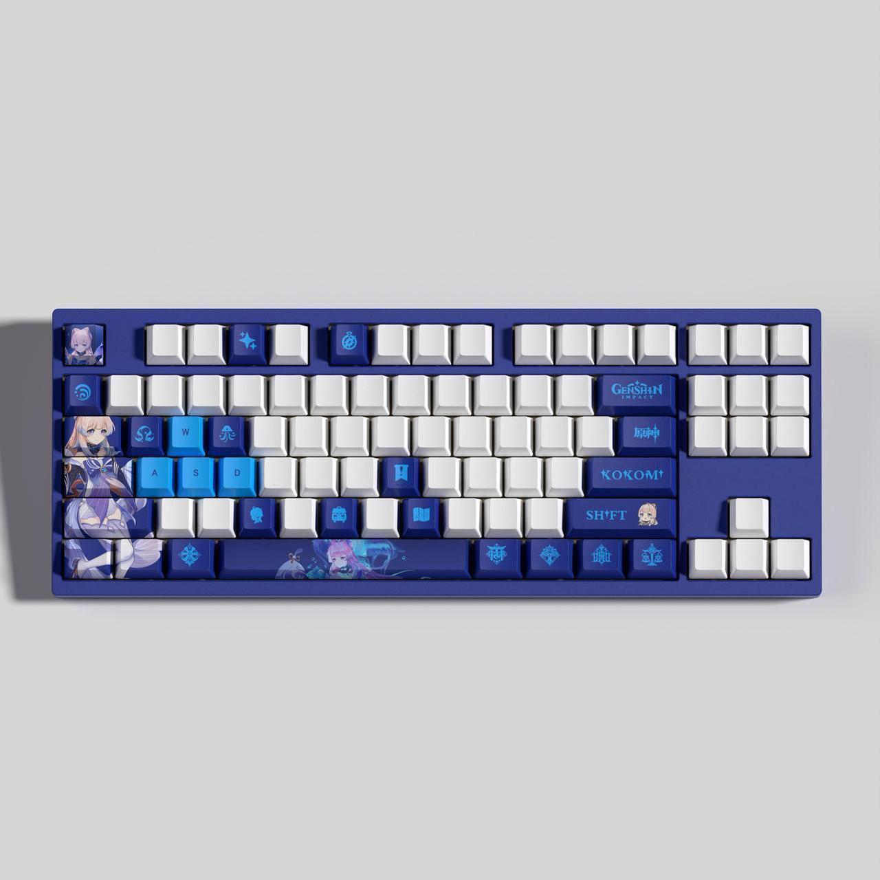 Alt view image 3 of 5 - Genshin Impact Themed Keycaps Sangonomiya Kokomi PBT heat-sublimation keycaps 29 keys OEM high degree