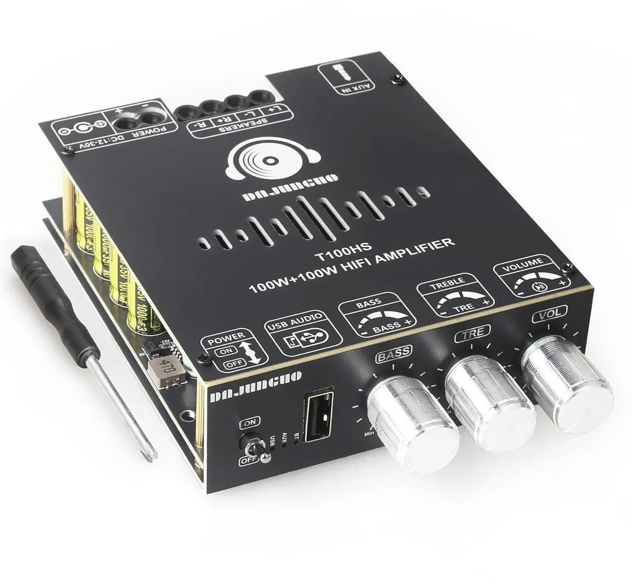 Main image of T100HS Power Amplifier Board with Subwoofer 2.0 Channel 100W×2, TPA3221 Chip 12V-30V Audio Power Amplifier with Treble and Bass Control