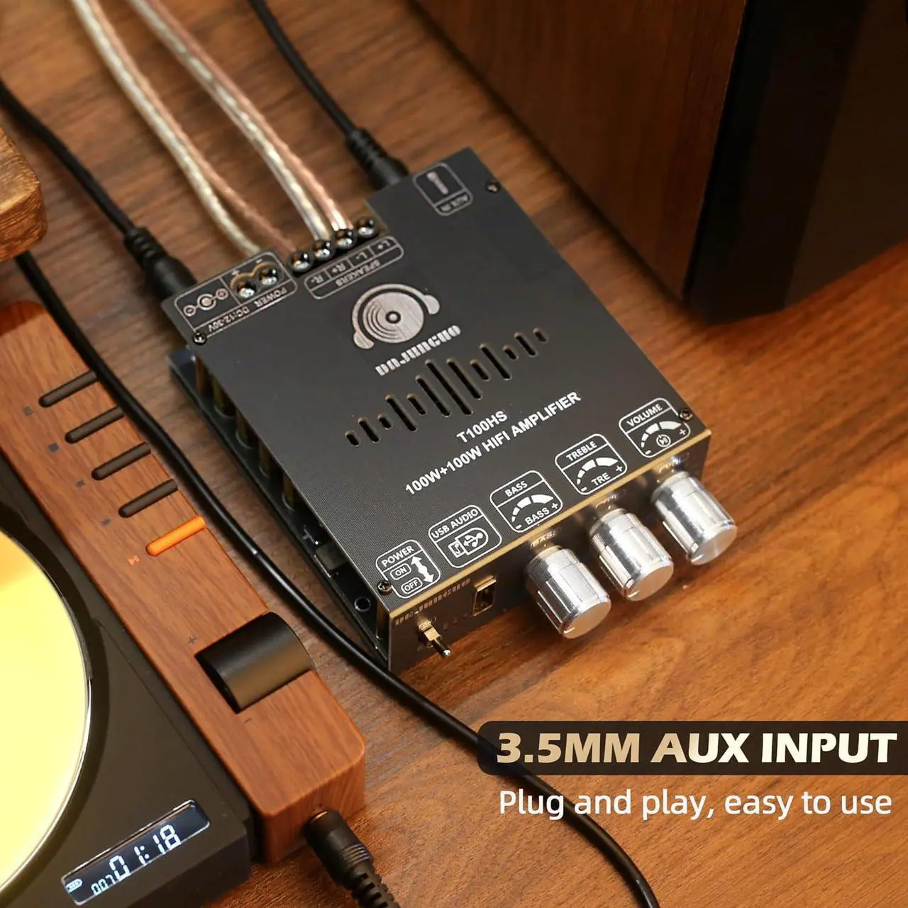 Alt view image 4 of 7 - T100HS Power Amplifier Board with Subwoofer 2.0 Channel 100W×2, TPA3221 Chip 12V-30V Audio Power Amplifier with Treble and Bass Control