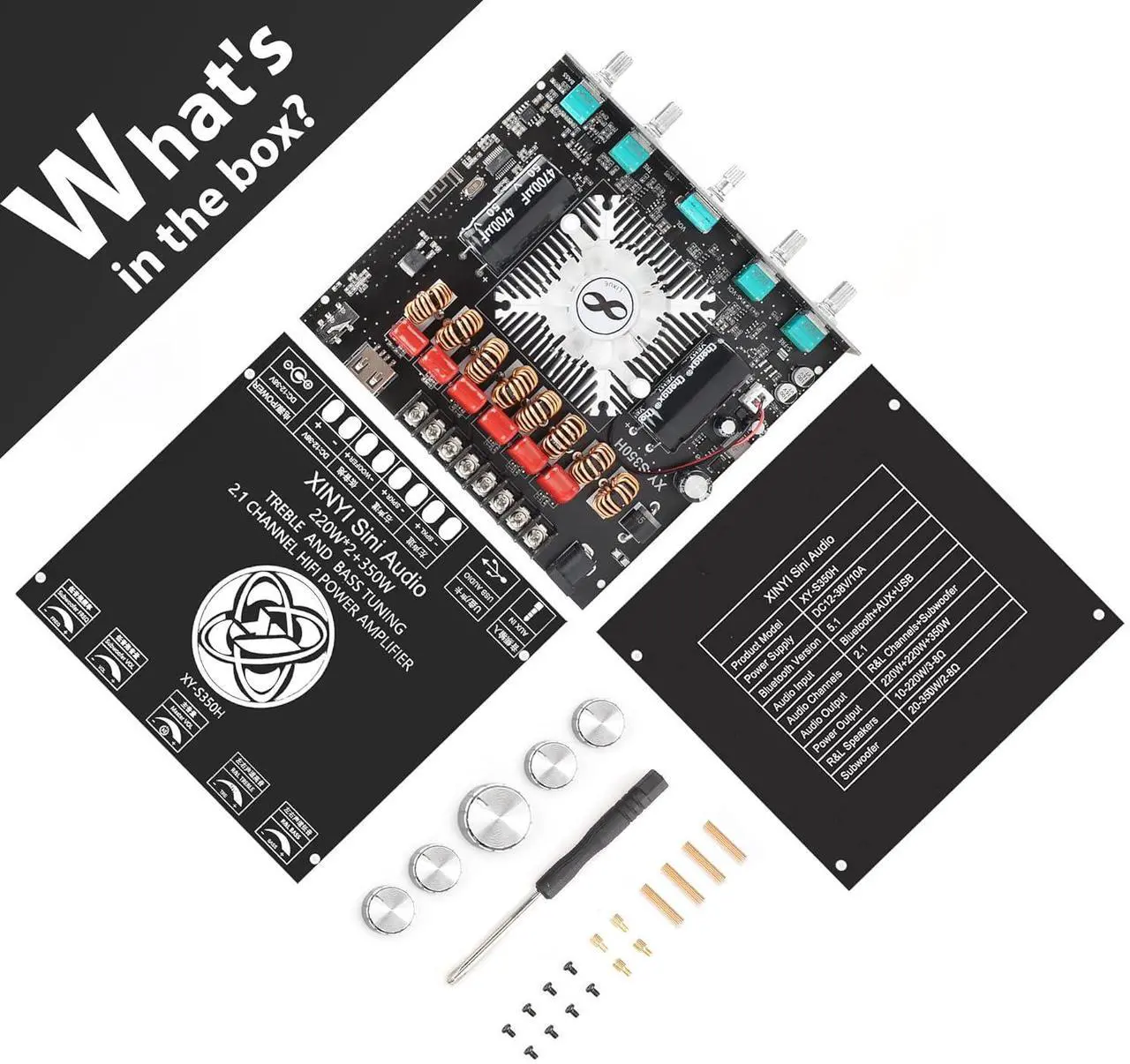 Alt view image 6 of 6 - XY-S350H 220W*2+350W 2.1 Bluetooth Power Amplifier Board Support Custom Bluetooth Name, 18V-36V Bluetooth Speaker Audio Amplifier Module (XY-S350H)