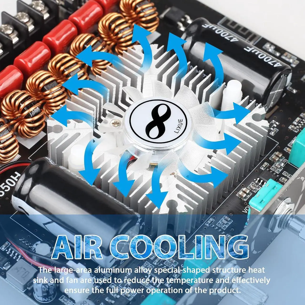 Alt view image 5 of 6 - XY-S350H 220W*2+350W 2.1 Bluetooth Power Amplifier Board Support Custom Bluetooth Name, 18V-36V Bluetooth Speaker Audio Amplifier Module (XY-S350H)