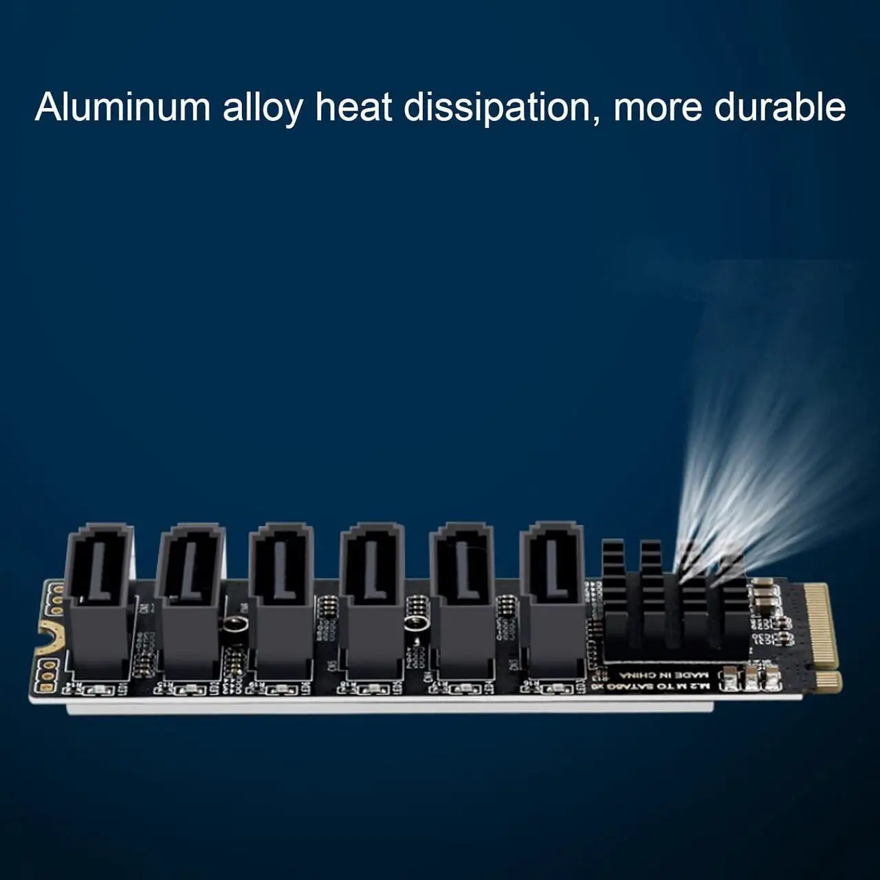 Alt view image 3 of 7 - M.2 to SATA3.0 Adapter Card, M.2 M-Key PCIE3.0 to SATA Adapter, ASM1166 6Gbps 6 Port Expansion Card with Smart Indicator