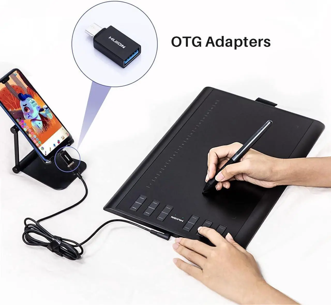 Alt view image 7 of 7 - HUION Inspiroy H1060P Graphics Drawing Tablet with 8192 Pressure Sensitivity Battery-Free Stylus and 12 Customized Hot Keys, 10 x 6.25 inches Digital Art Tablet for Mac, Windows PC and Android